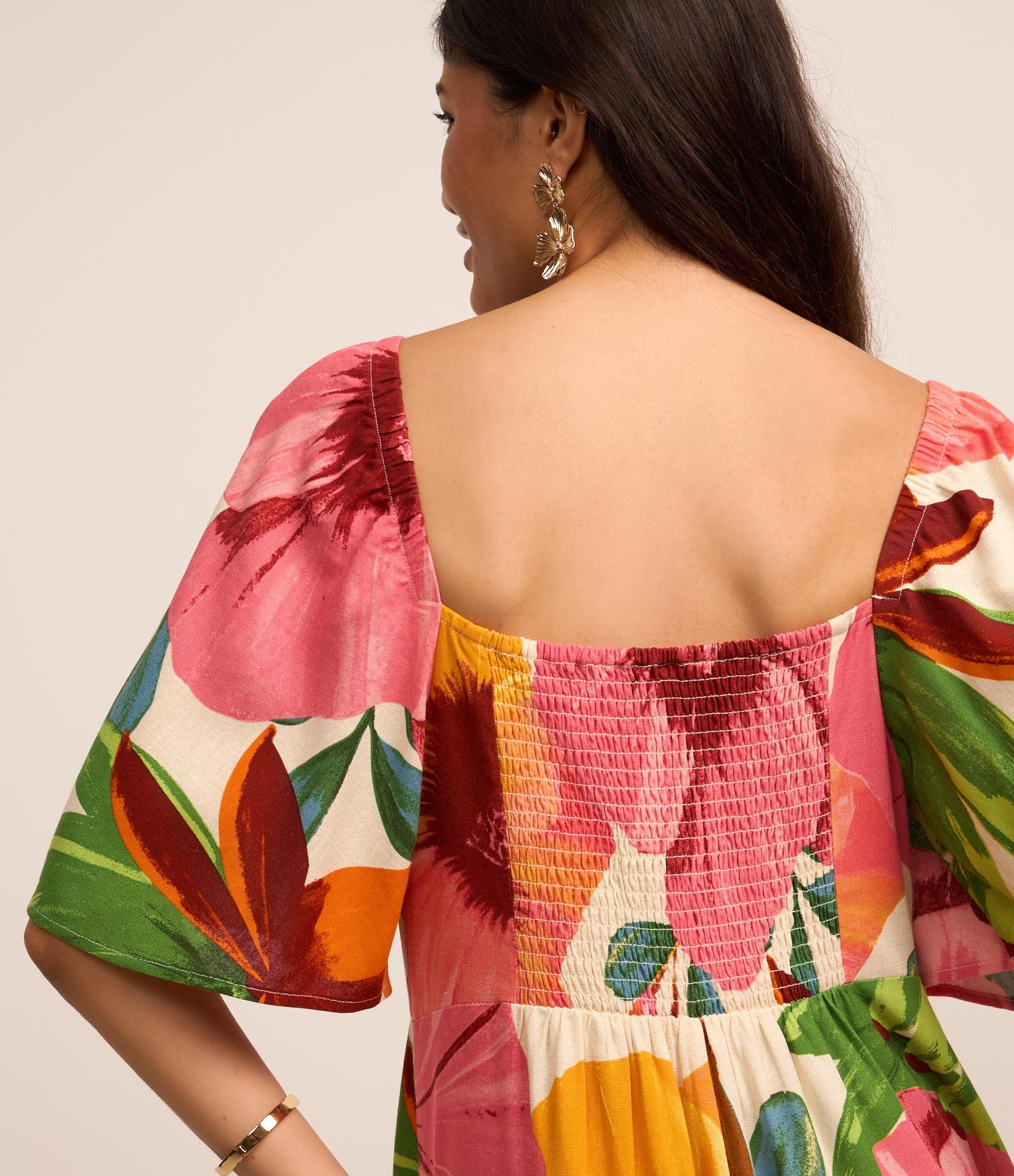 Vestido Long Midi Evasê em Viscolinho com Aviamento na Barra e Estampa Floral Multicores 4