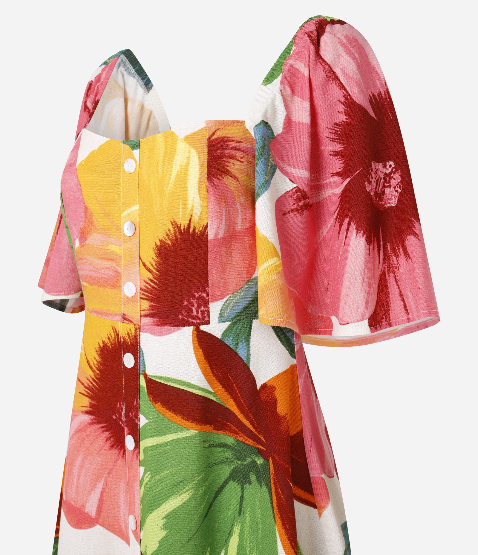 Vestido Long Midi Evasê em Viscolinho com Aviamento na Barra e Estampa Floral Multicores 9