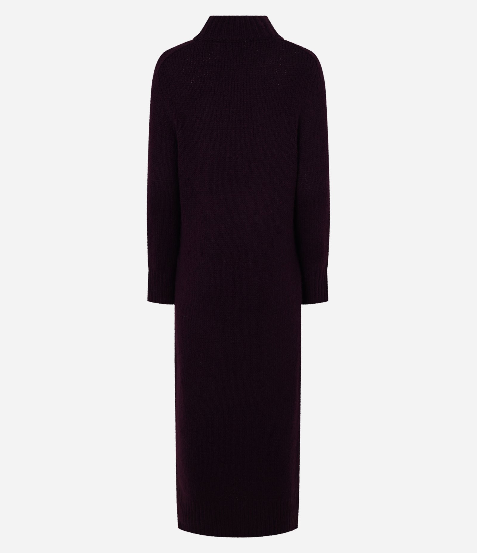 Vestido New Midi em Tricô com Gola Alta Canelada Bordeaux 11