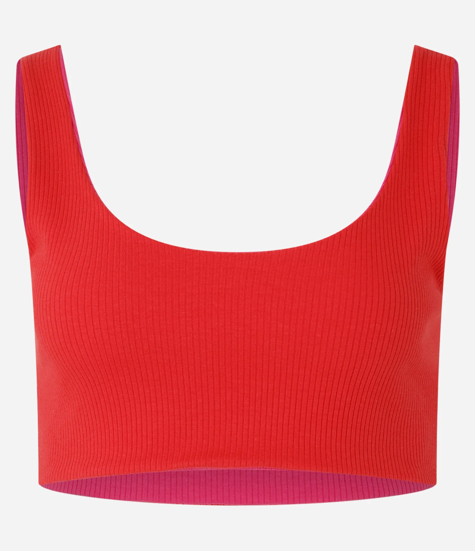 Blusa Regata Cropped Dupla Face em Tecido Misto Canelado Vermelho 6