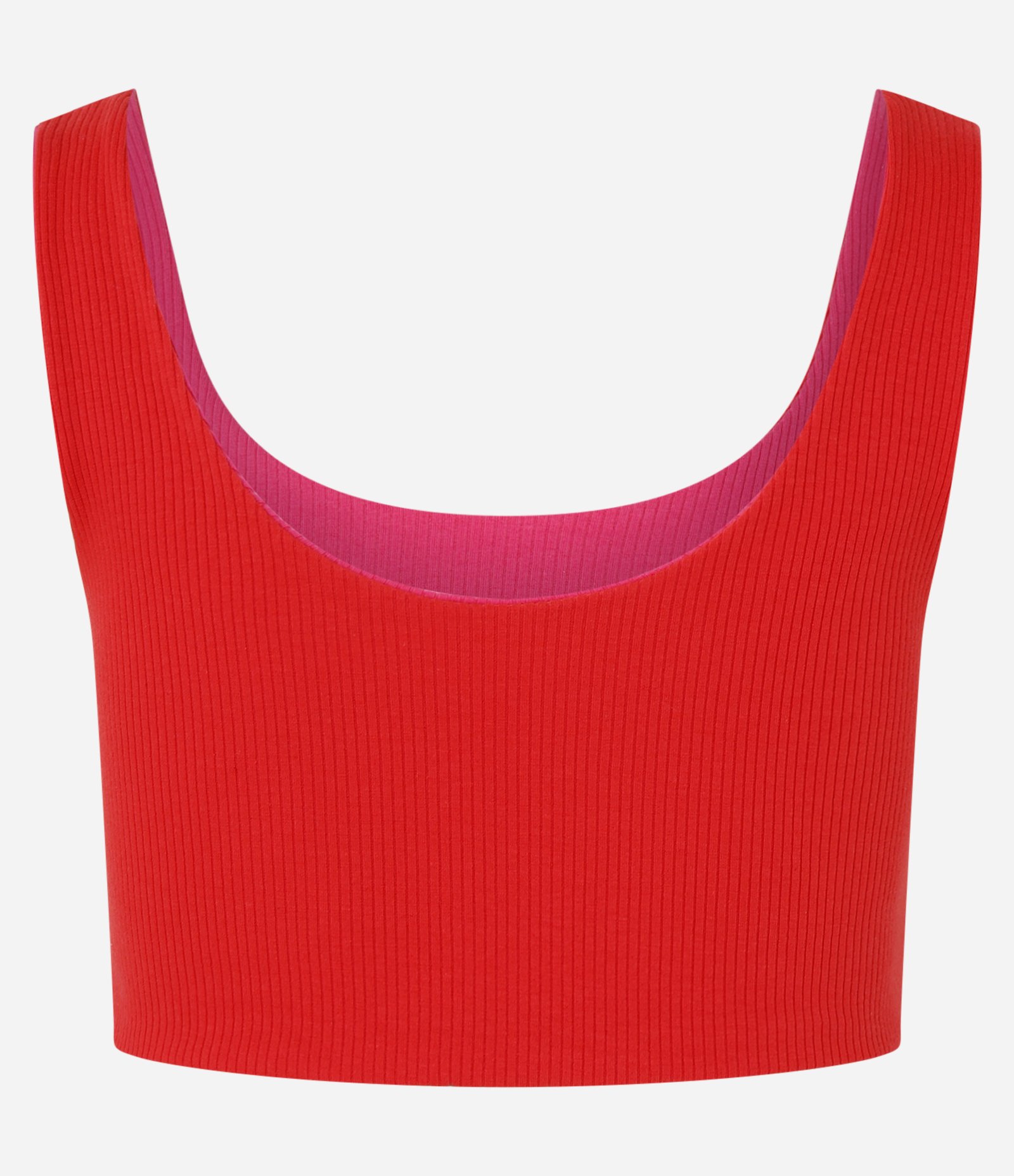 Blusa Regata Cropped Dupla Face em Tecido Misto Canelado Vermelho 7