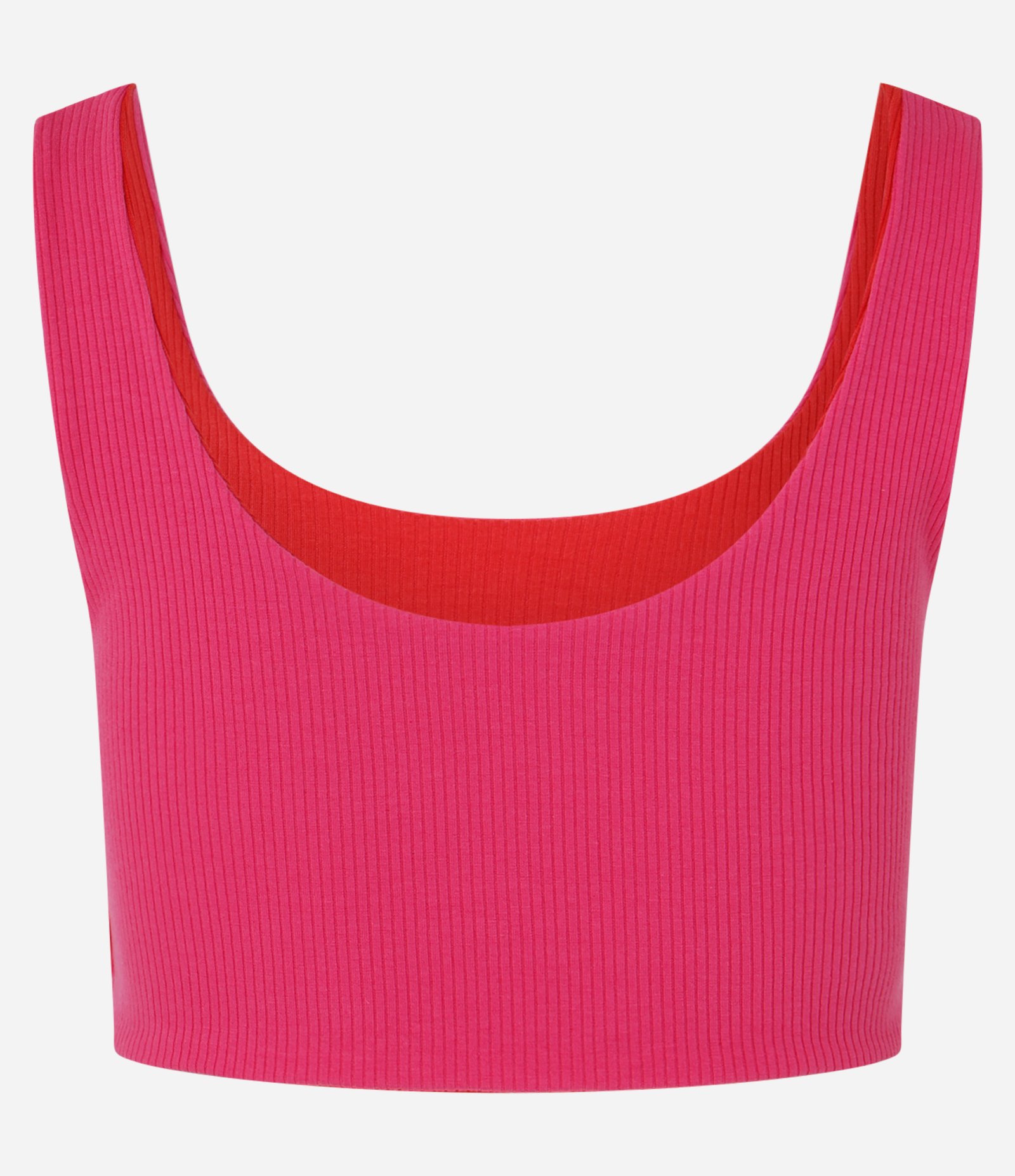 Blusa Regata Cropped Dupla Face em Tecido Misto Canelado Vermelho 8
