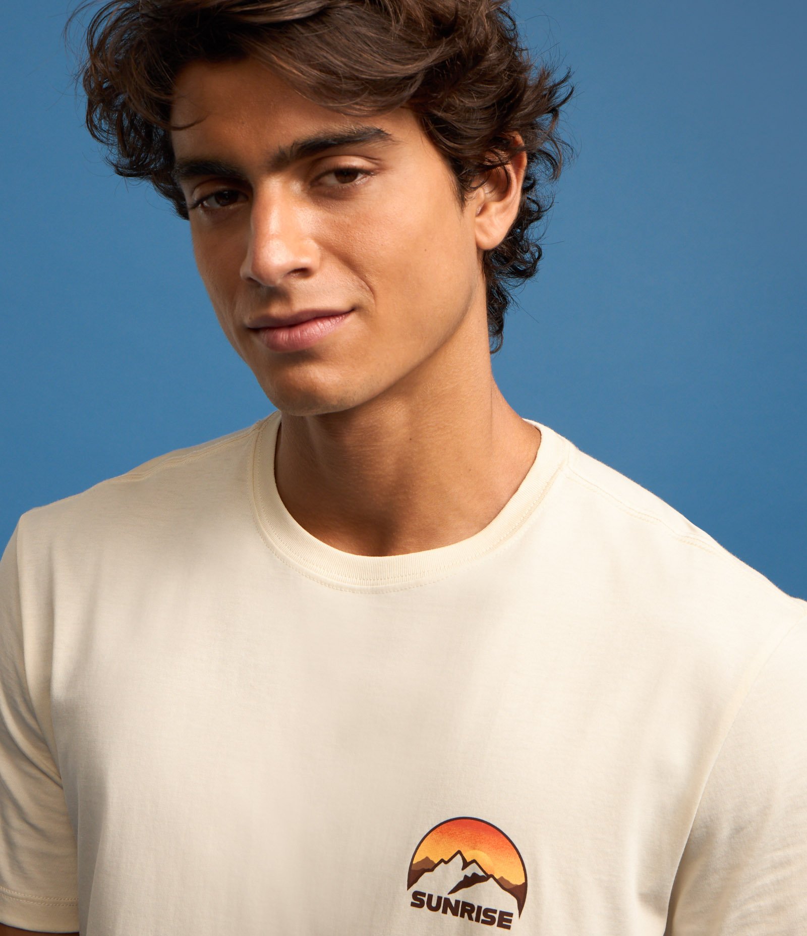 Camiseta Comfort em Algodão com Estampa de Pôr do Sol Off White 5