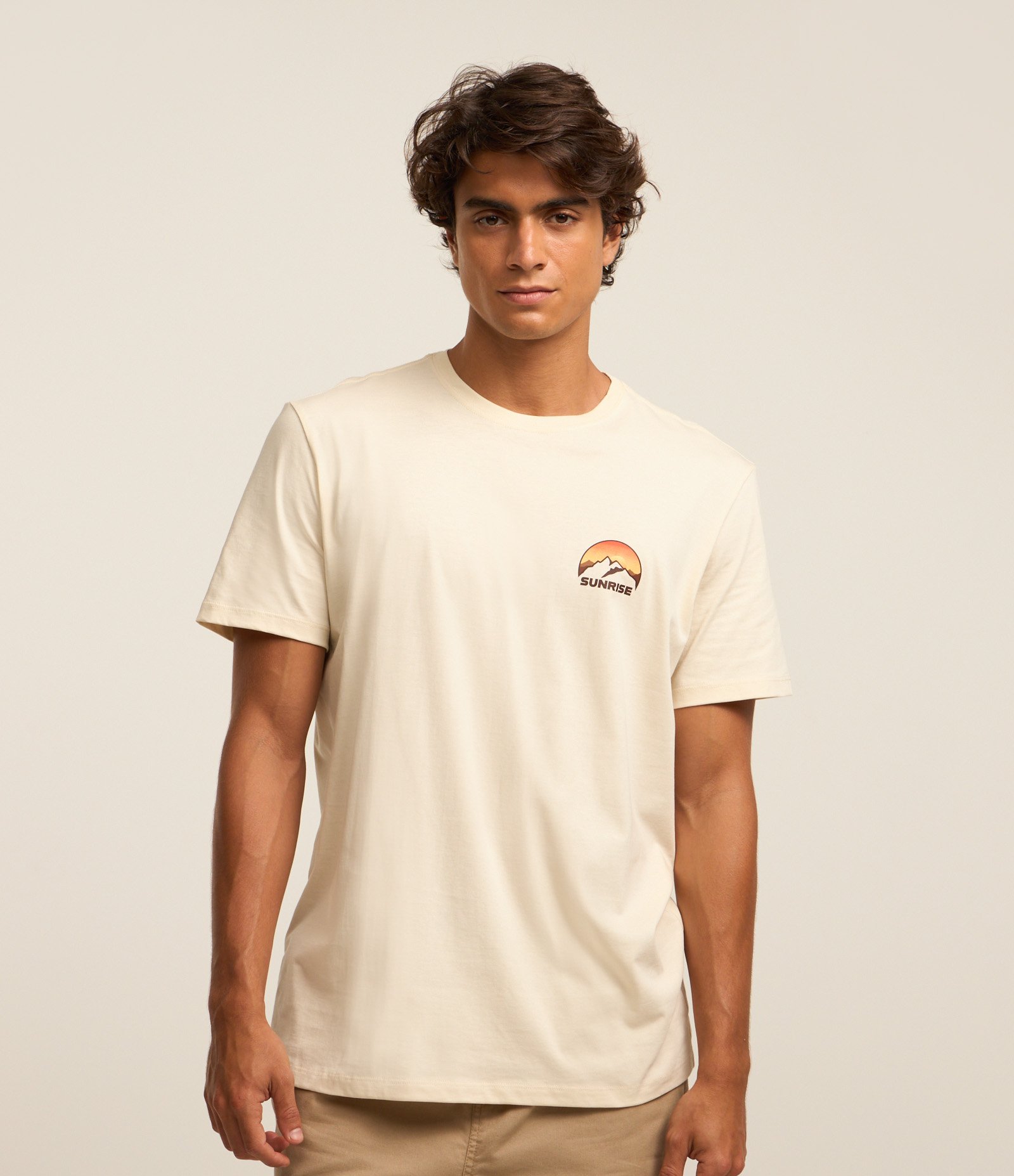 Camiseta Comfort em Algodão com Estampa de Pôr do Sol Off White 3