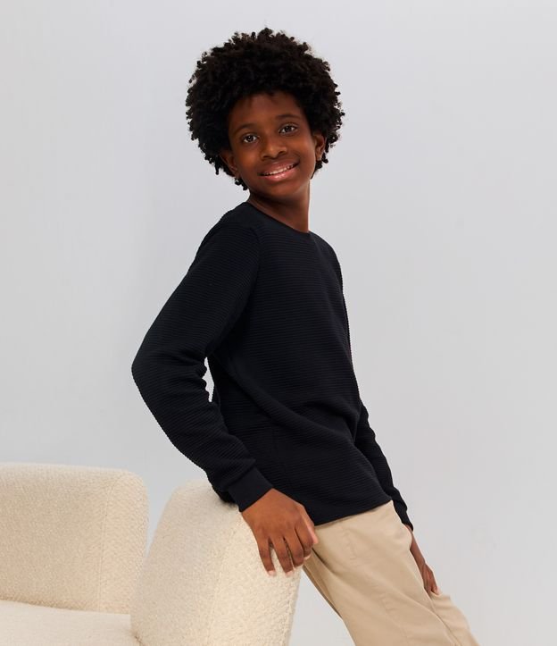 Camiseta Infantil Texturizada com Etiqueta na Barra - Tam 5 a 14 Anos
