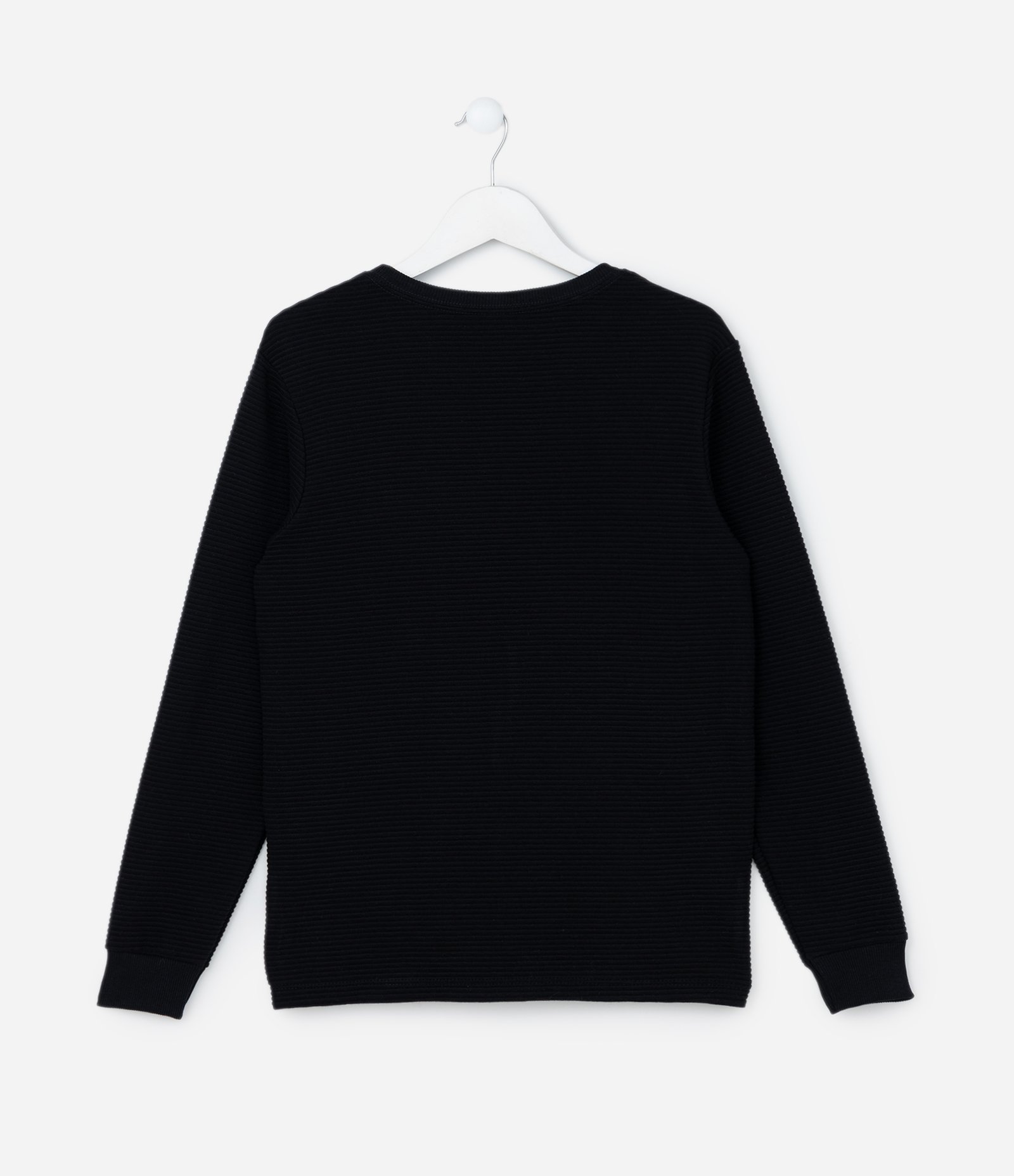 Camiseta Infantil Texturizada com Etiqueta na Barra - Tam 5 a 14 Anos Preto 2
