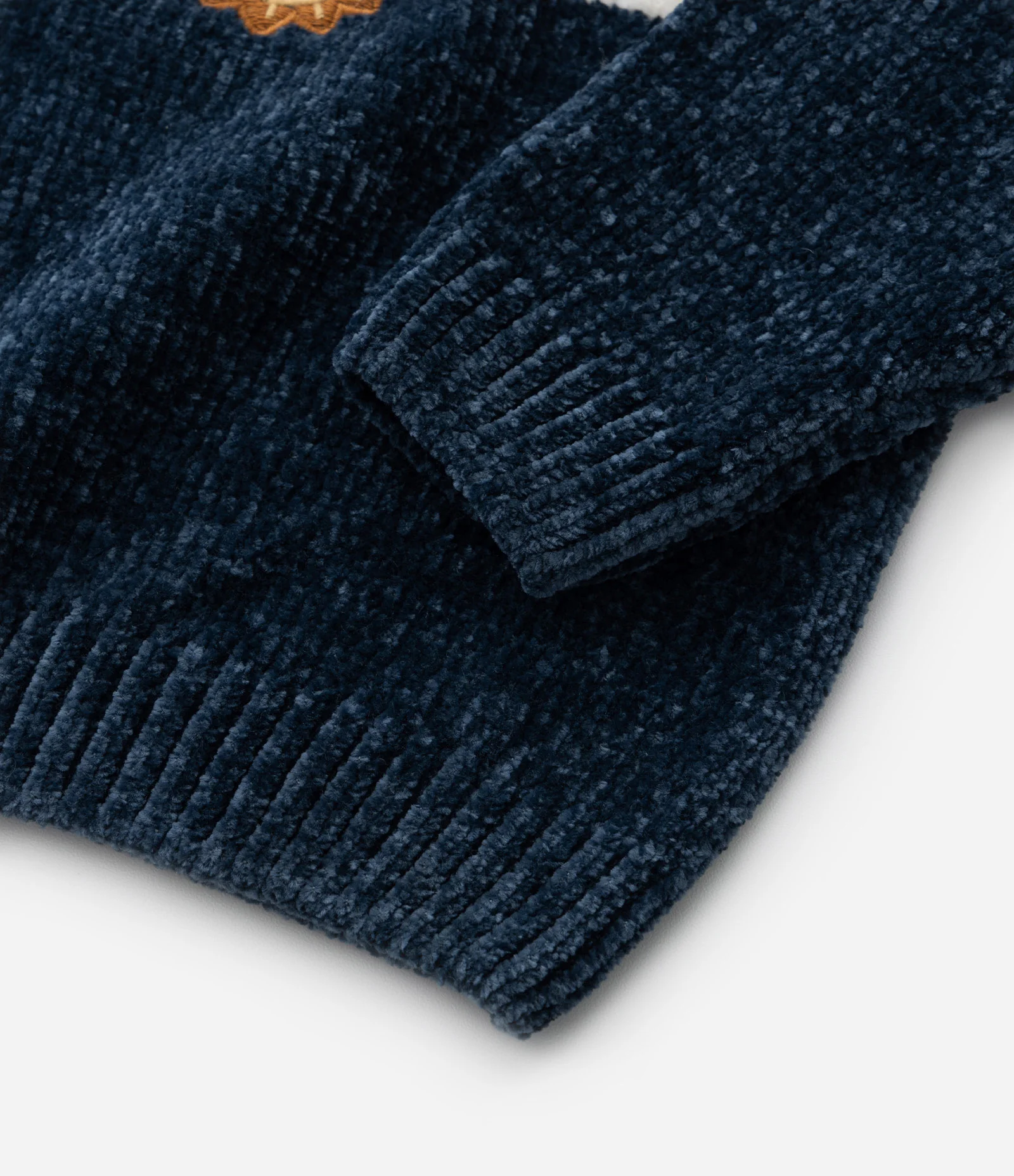 Suéter Infantil em Chenille com Bordado Bichinhos - Tam 0 a 18 meses Branco/Azul 4