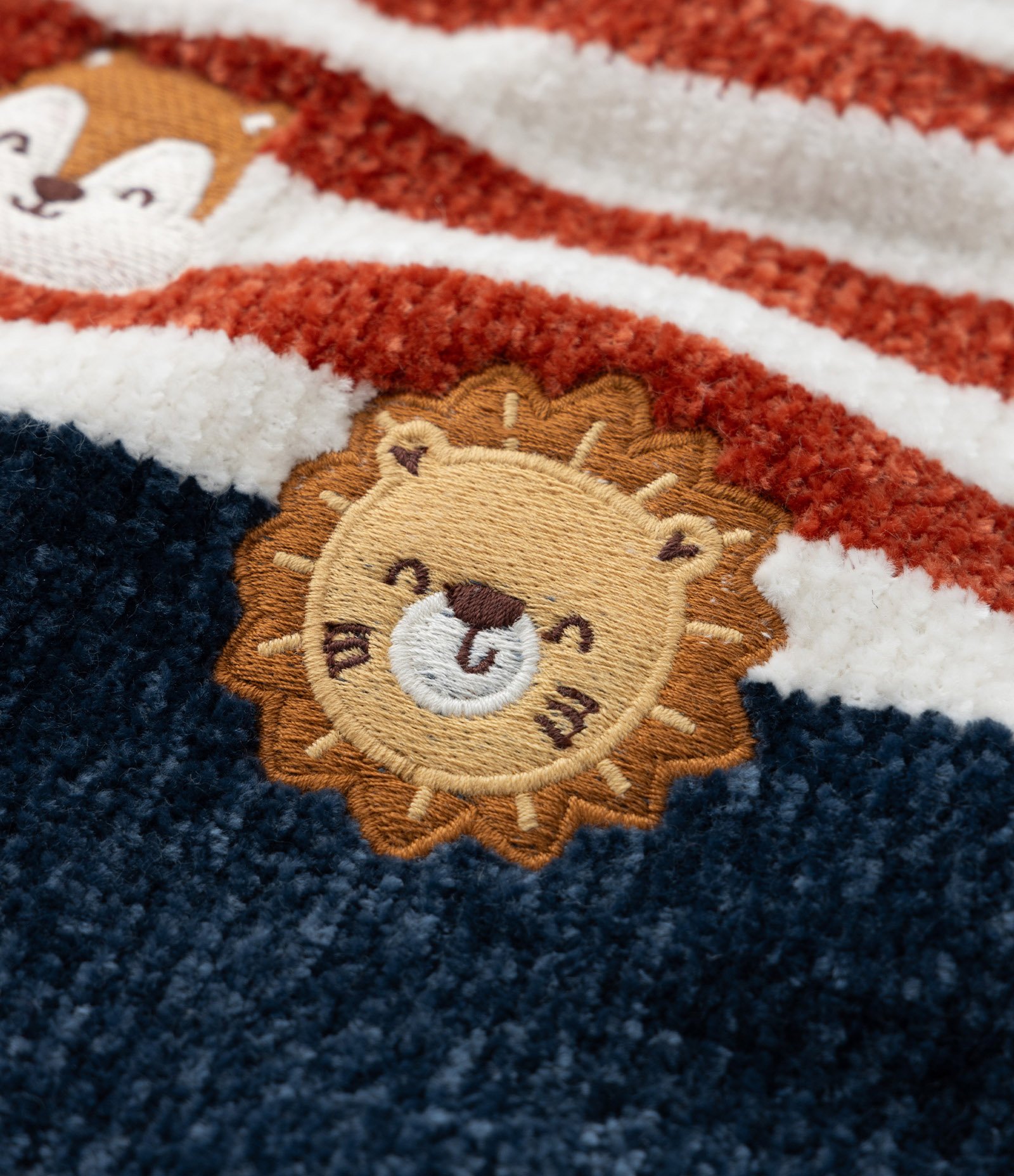 Suéter Infantil em Chenille com Bordado Bichinhos - Tam 0 a 18 meses Branco/Azul 7