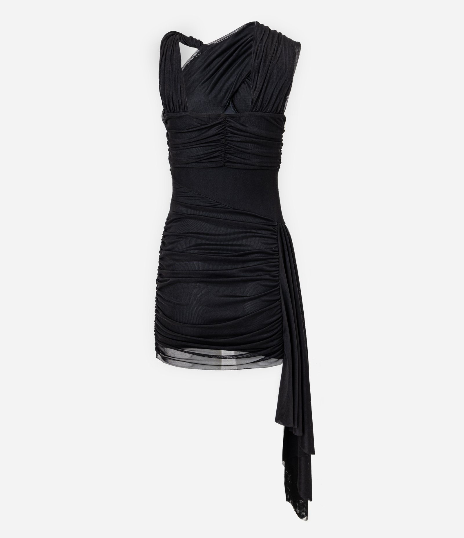 Vestido Curto em Tule com Decote Cruzado e Alça Pendurada Preto 6