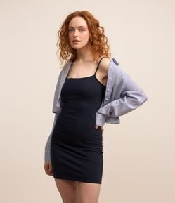 Vestido Curto em Cotton com Alças Finas