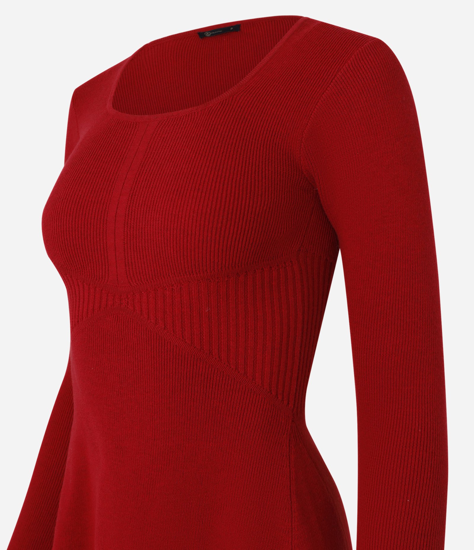 Vestido Curto em Tricô Canelado com Decote Quadrado 7