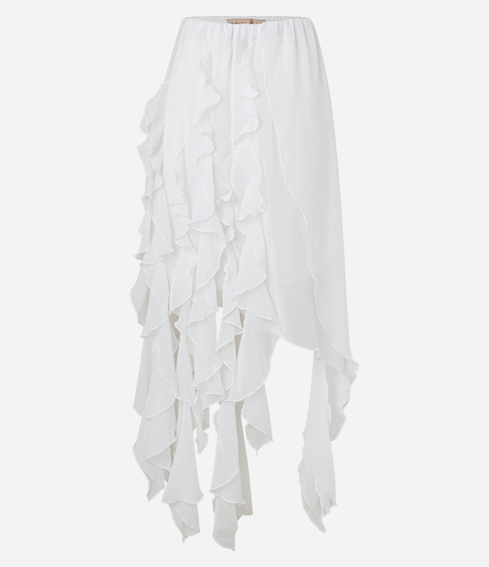 Saia Midi em Chiffon com Pontas Onduladas Branco 5