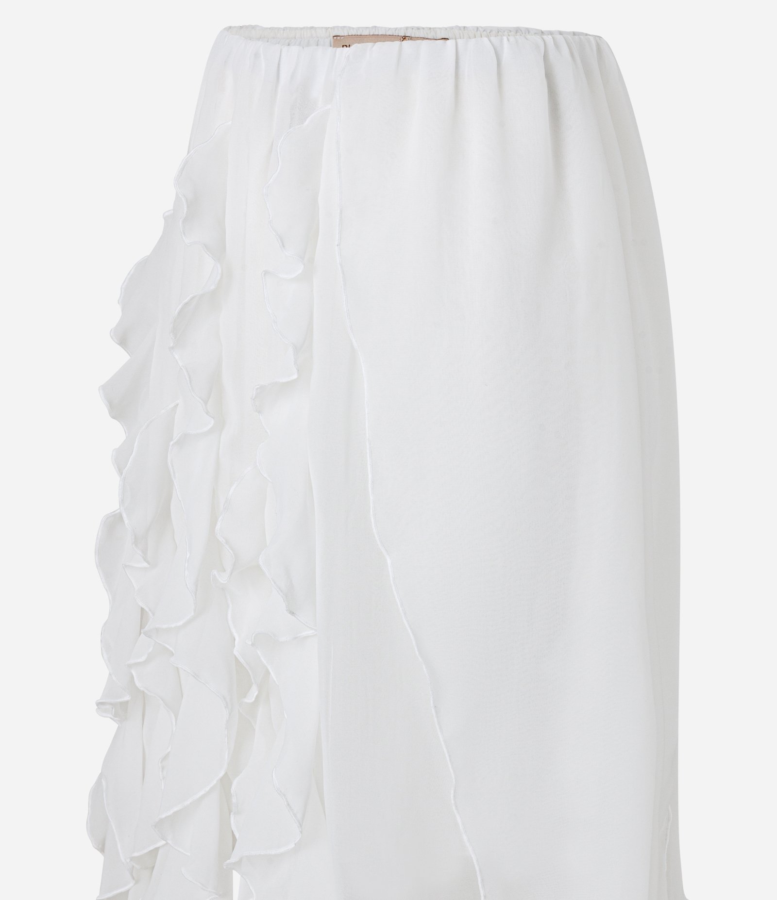 Saia Midi em Chiffon com Pontas Onduladas Branco 6