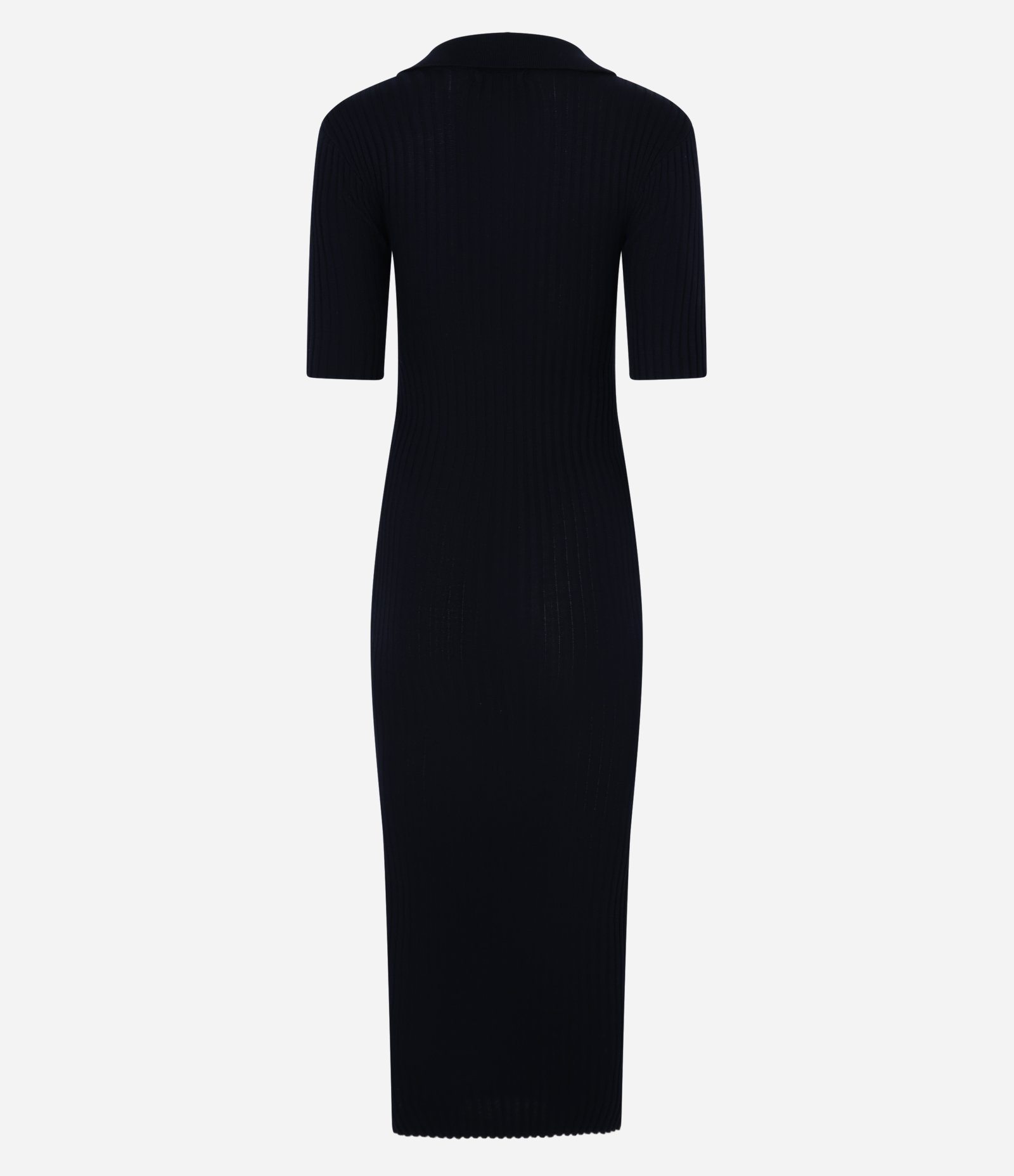 Vestido Long Midi em Tricô com Gola Polo Azul Marinho 8