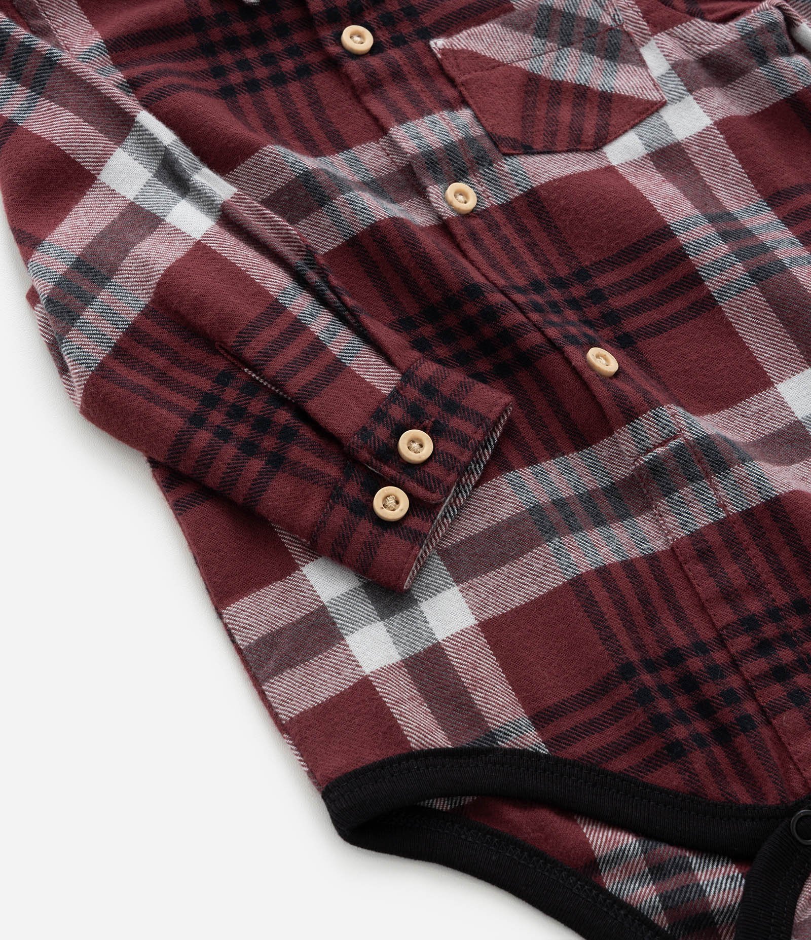 Body Infantil com Bolsinho e Estampa Xadrez - Tam RN a 12 meses Vermelho 4