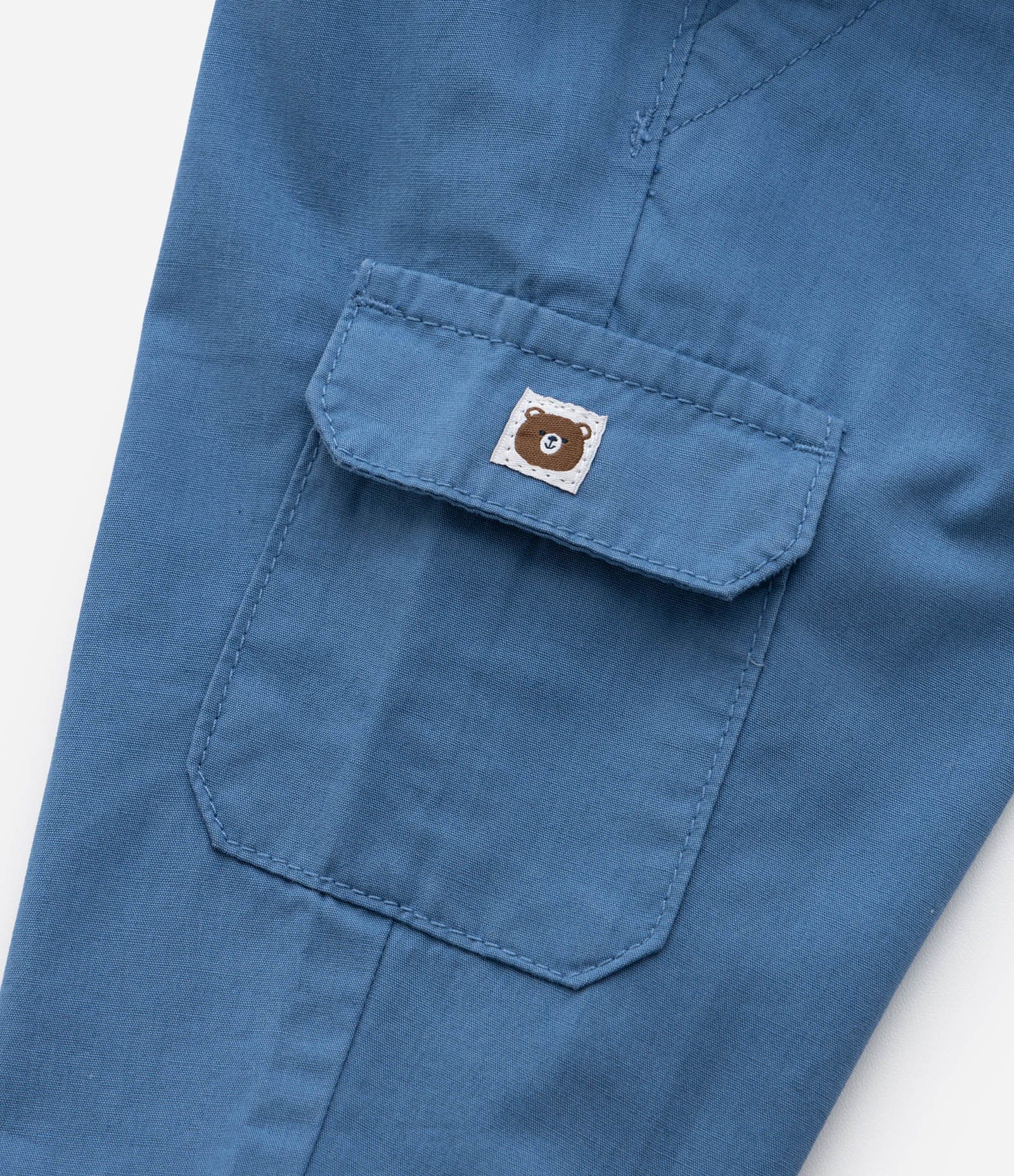 Calça Infantil em Sarja com Bolsos Cargo - Tam 0 a 18 meses Azul 4