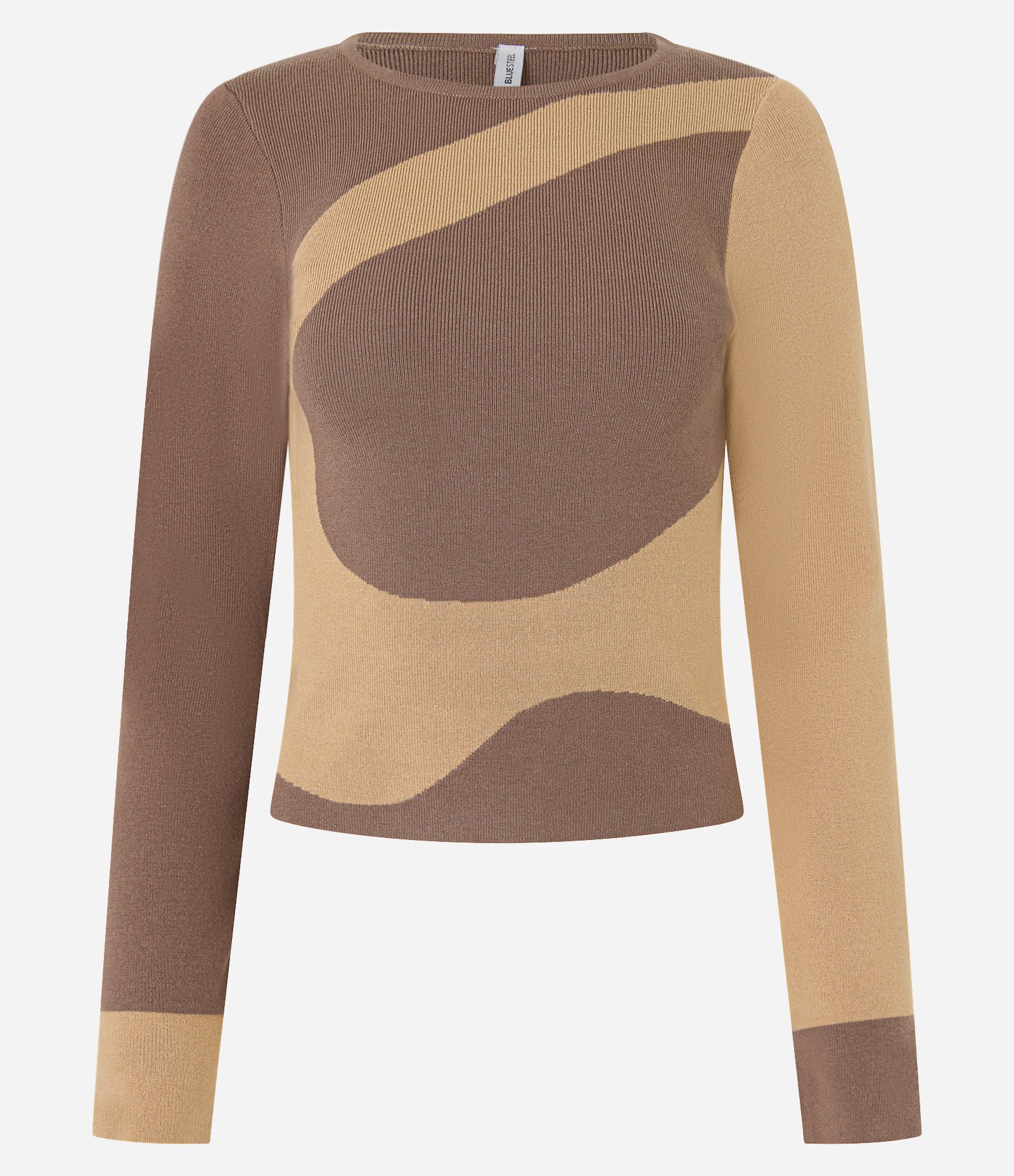 Blusa em Tricô com Estampa Abstrata Orgânica Marrom 4