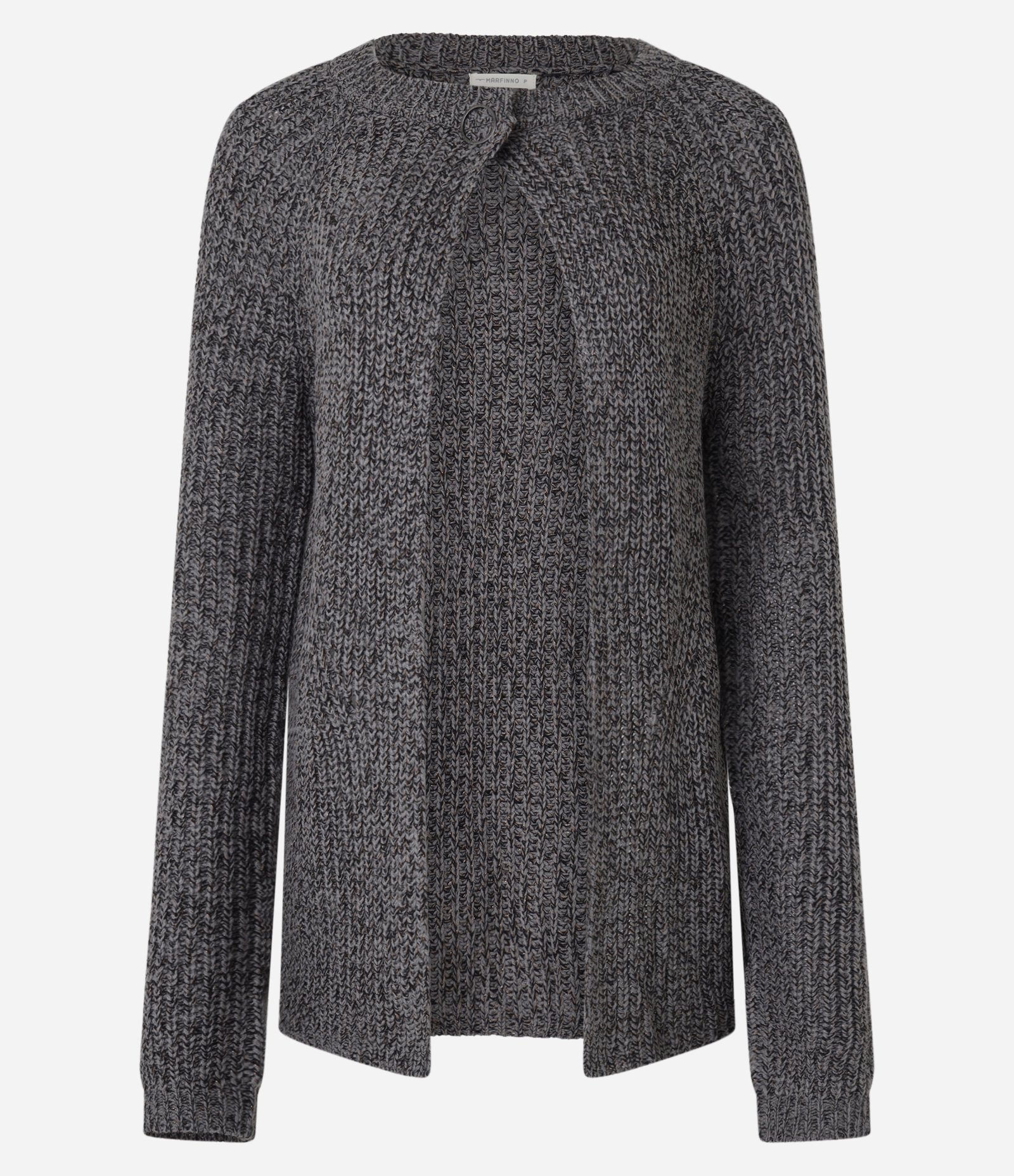 Cardigan em Tricô com Fio Metalizado e Botão no Decote Cinza 9