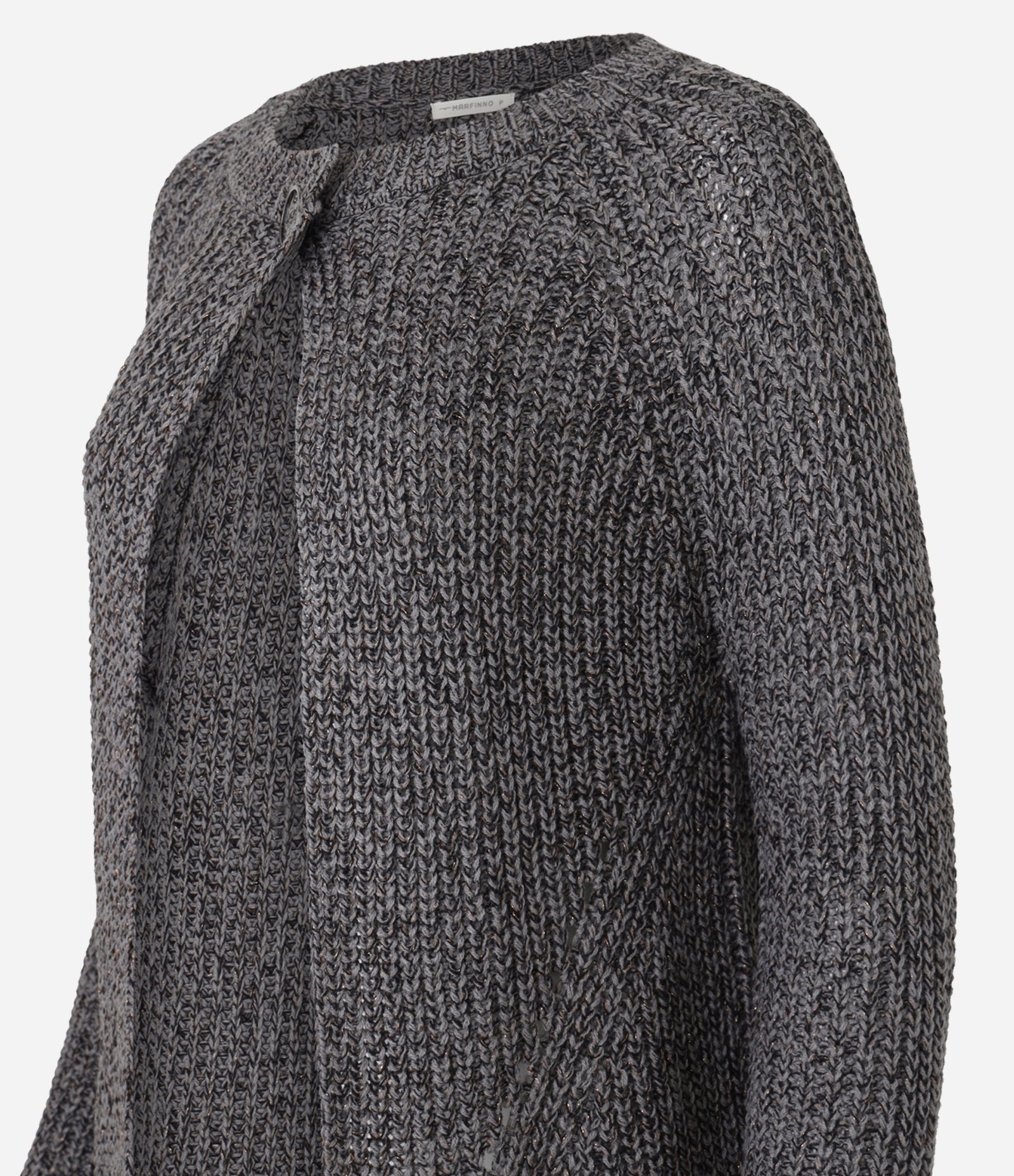 Cardigan em Tricô com Fio Metalizado e Botão no Decote Cinza 10