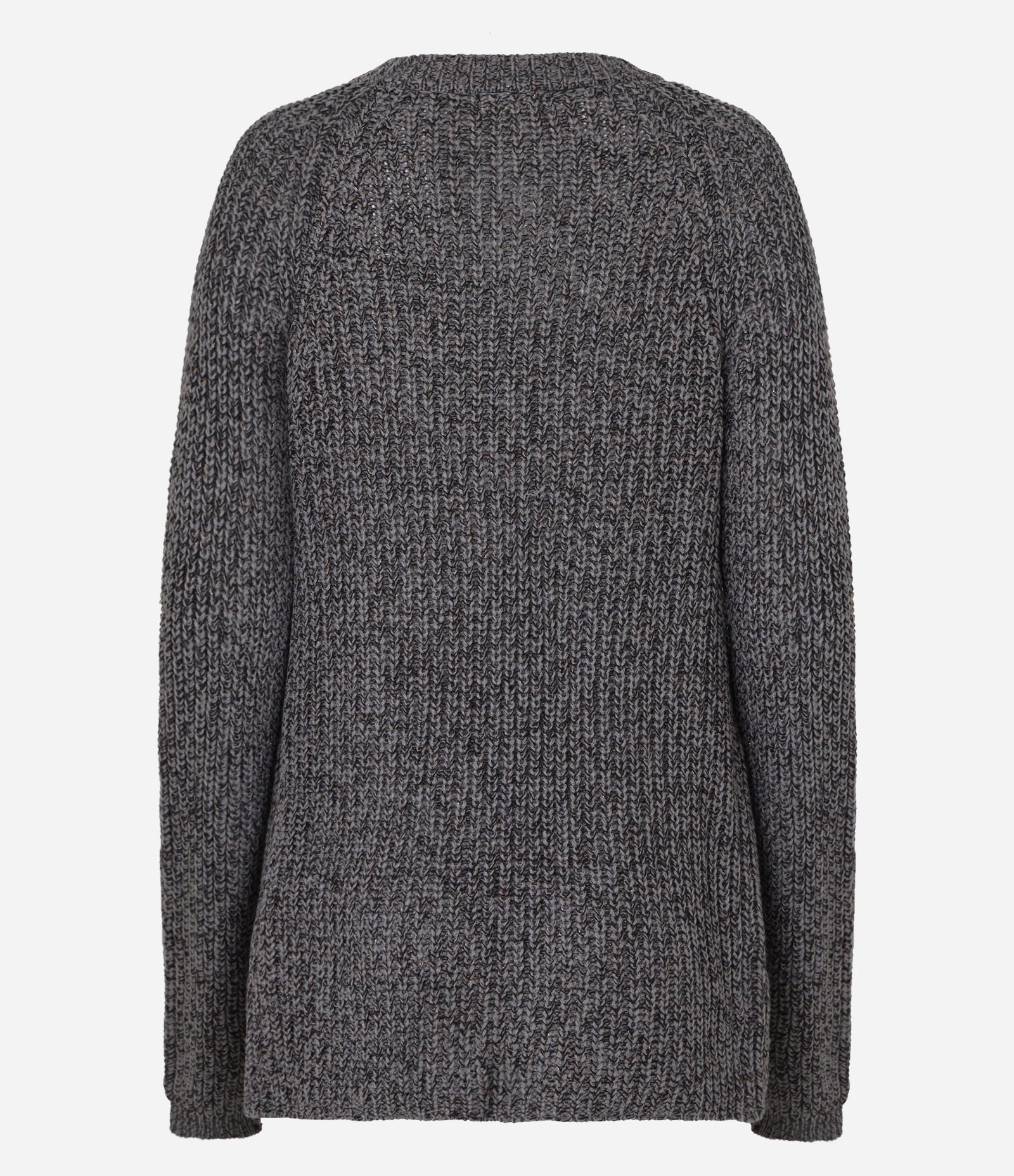 Cardigan em Tricô com Fio Metalizado e Botão no Decote Cinza 11