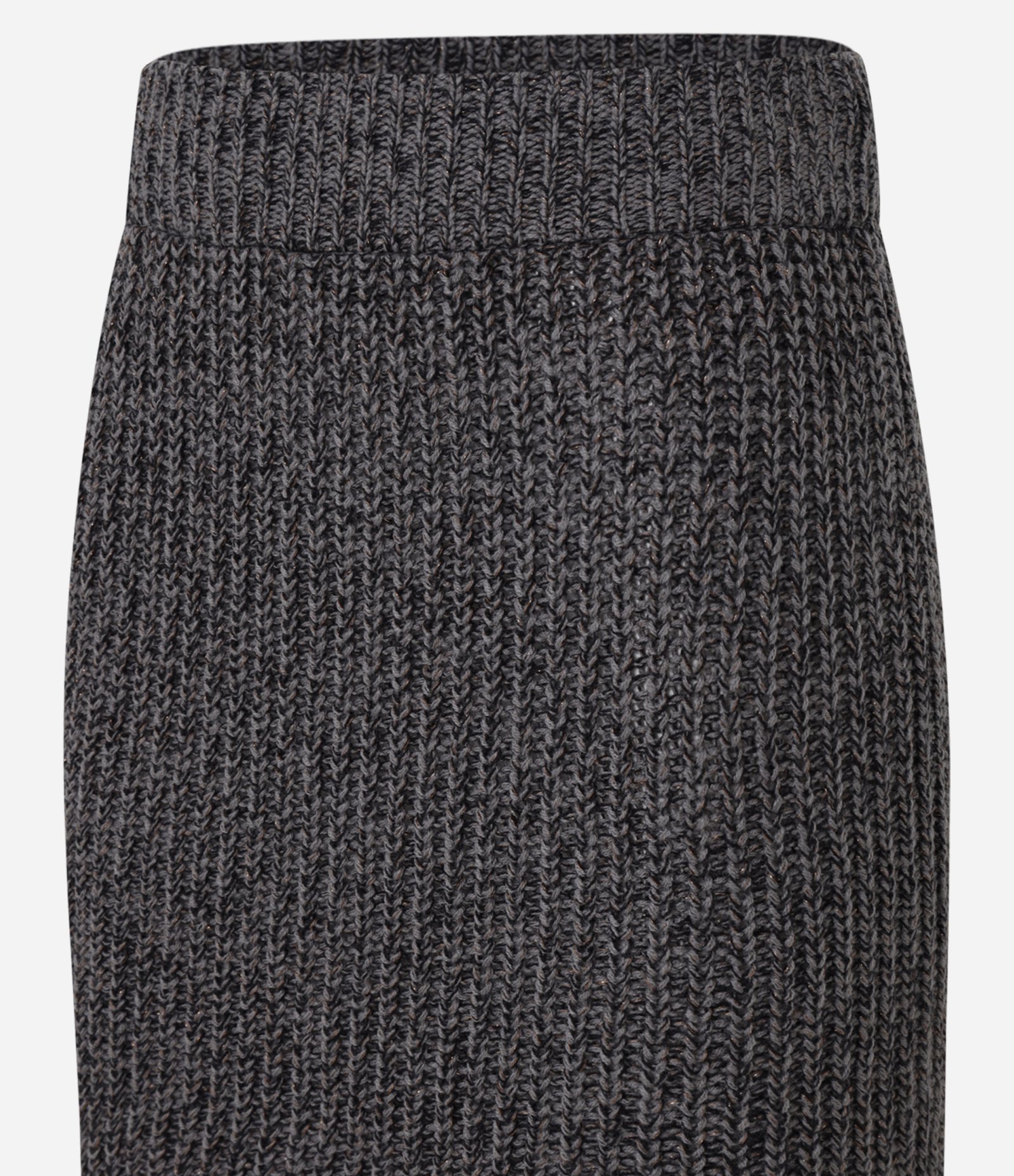 Saia Midi em Tricô com Cintura Alta e Fio Metalizado Cinza 7