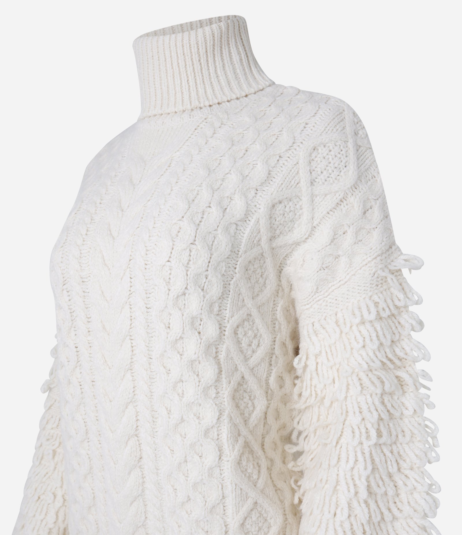 Suéter em Tricô com Mix de Pontos e Gola Alta Bege 11