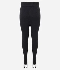 Calça Legging em Tricô com com Ajuste no Pé