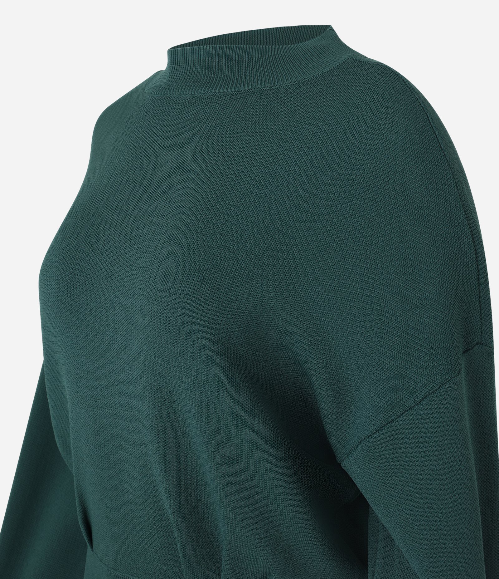 Blusa em Tricô com Cava Deslocada e Pregas na Barra Verde 6