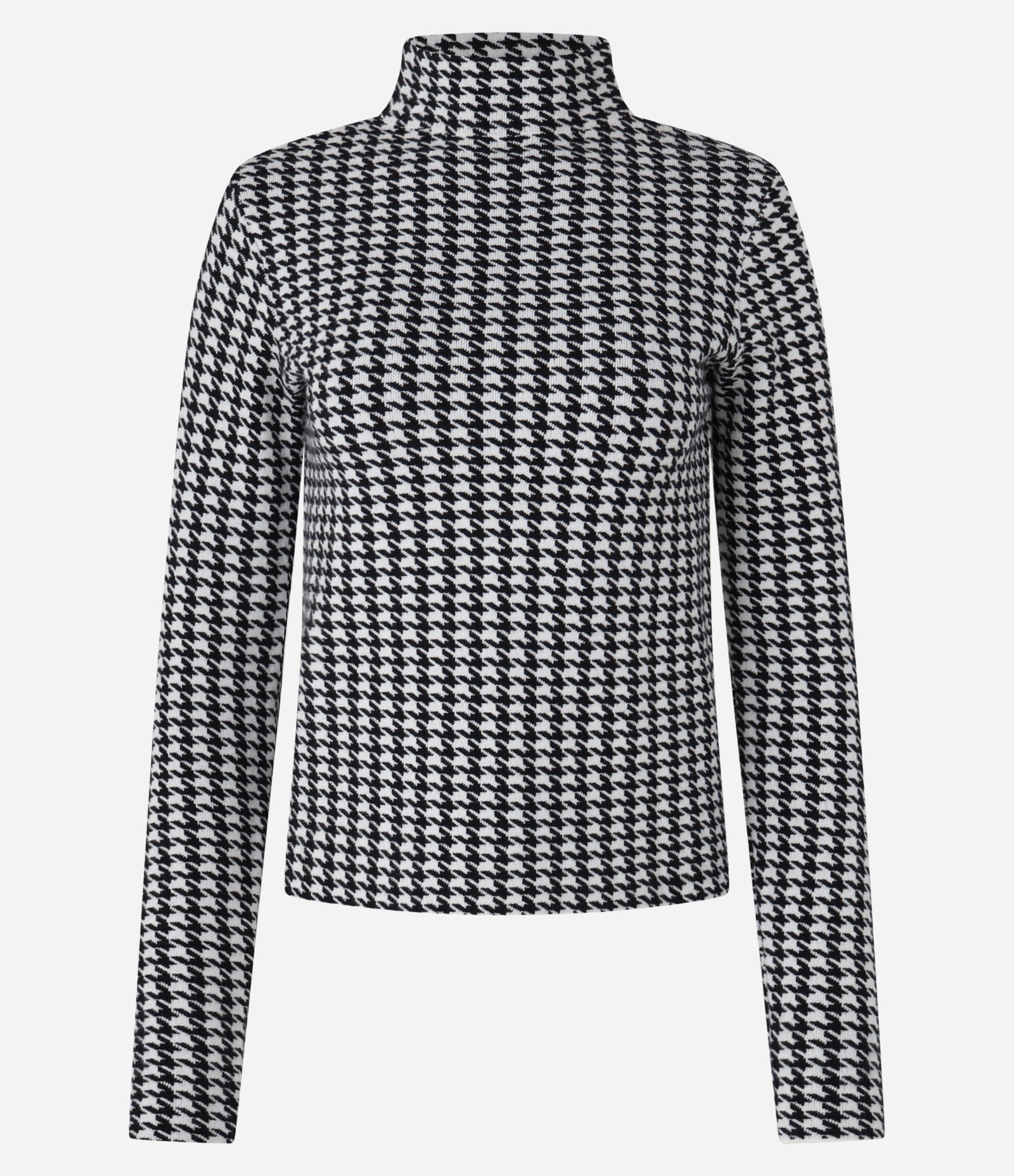 Suéter em Jacquard com Gola Alta e Estampa Pied de Poule Preto 6