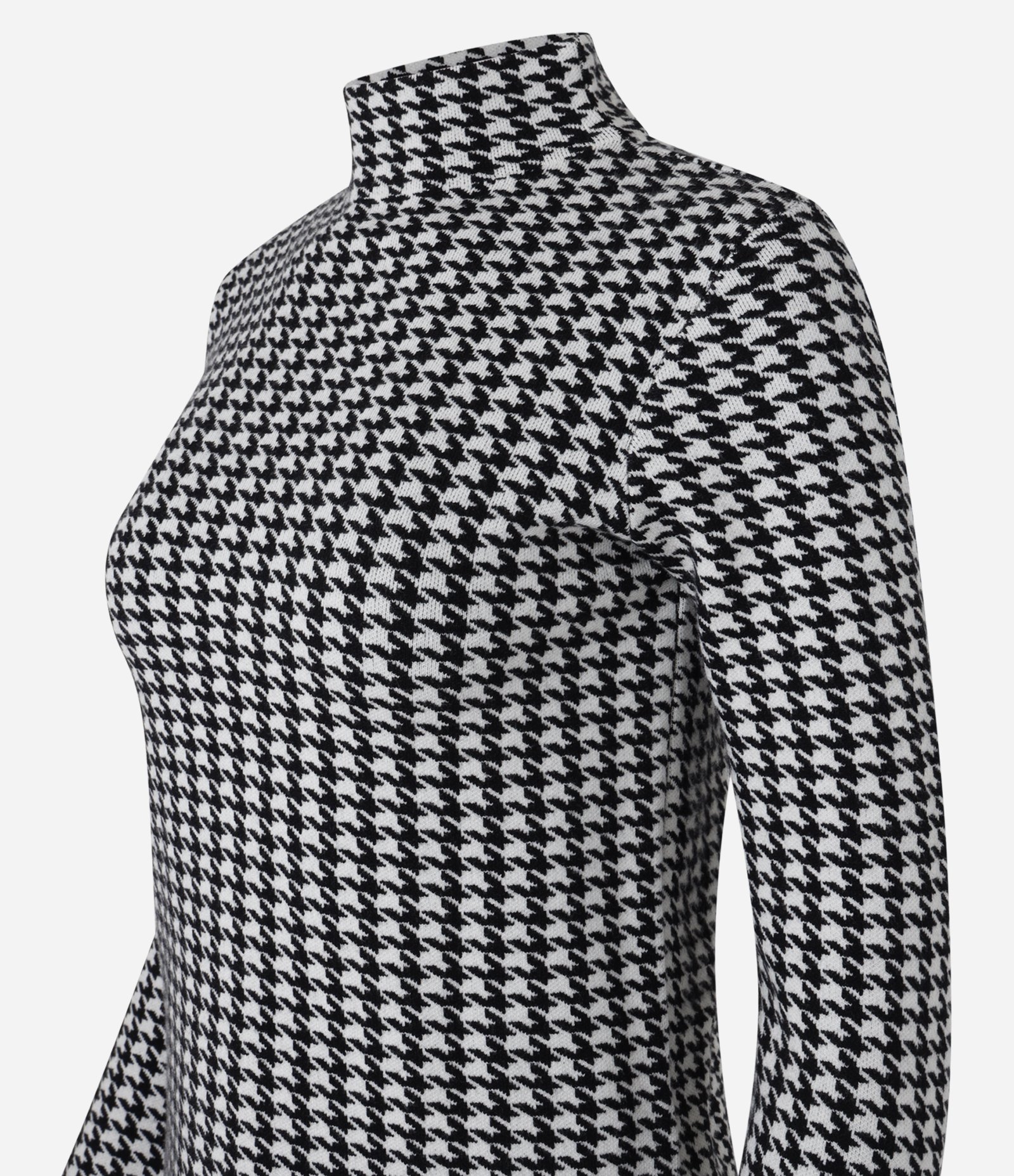 Suéter em Jacquard com Gola Alta e Estampa Pied de Poule Preto 7