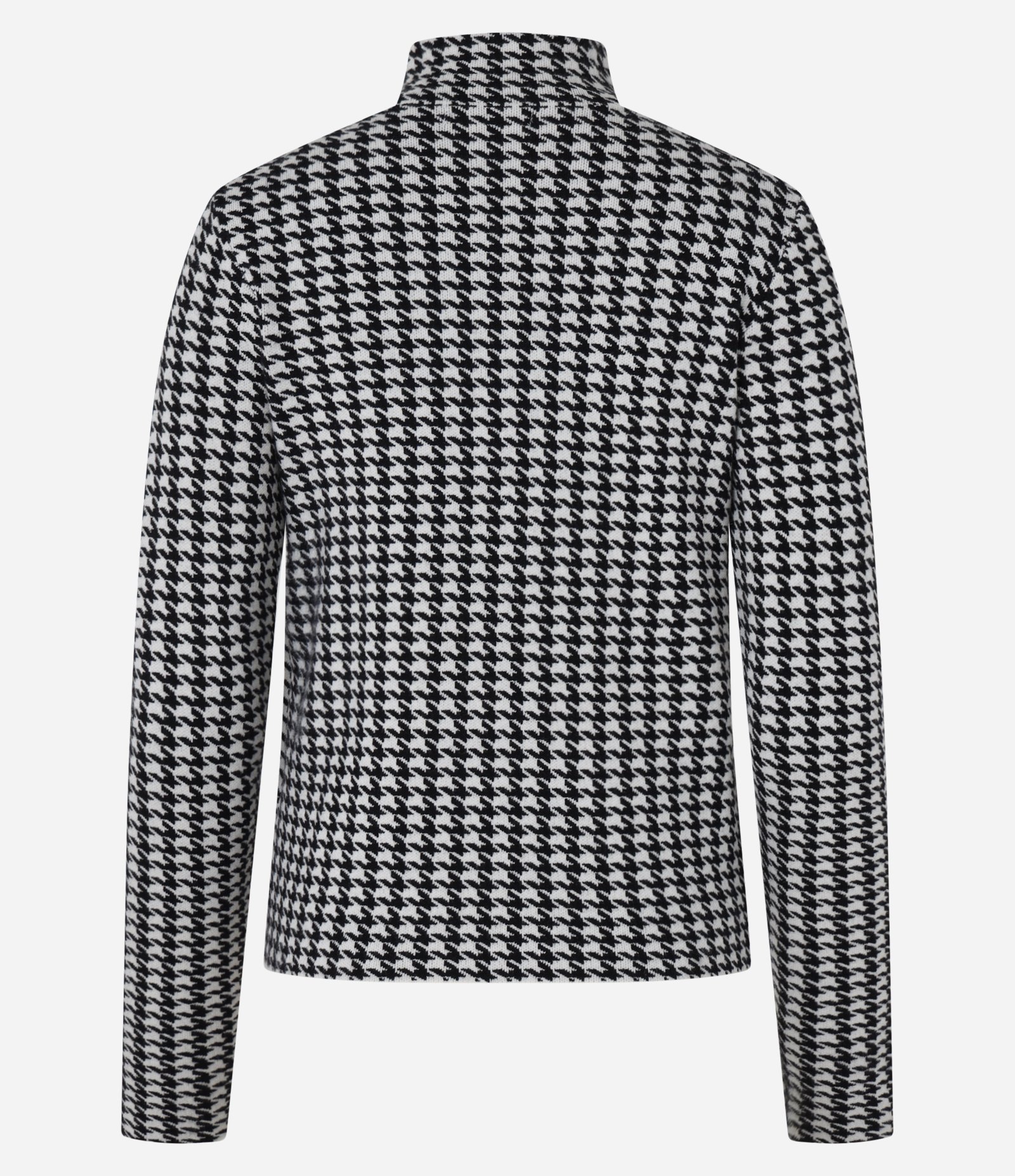 Suéter em Jacquard com Gola Alta e Estampa Pied de Poule Preto 8