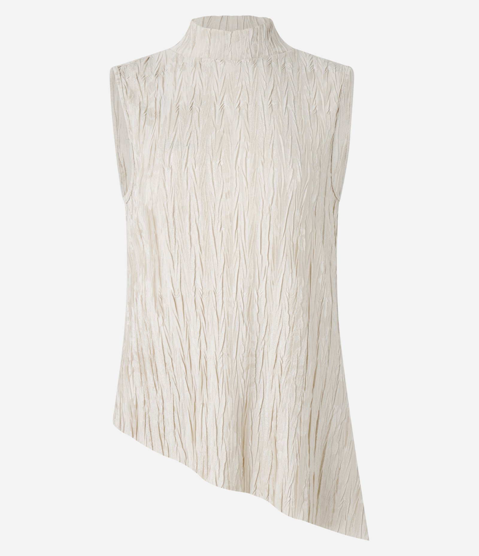 Blusa de Textura Jacquard com Barra Assimétrica Bege 10