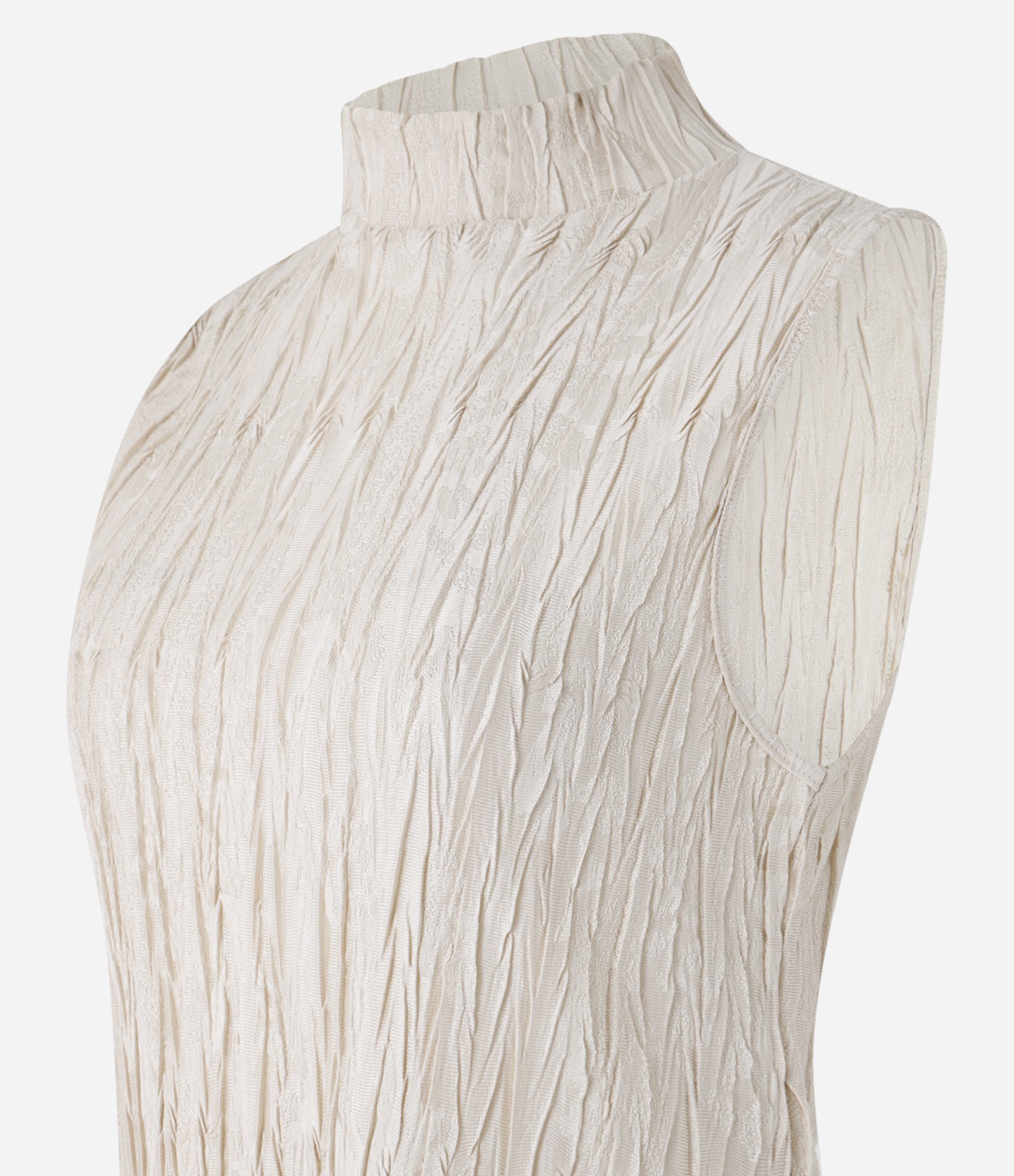 Blusa de Textura Jacquard com Barra Assimétrica Bege 11