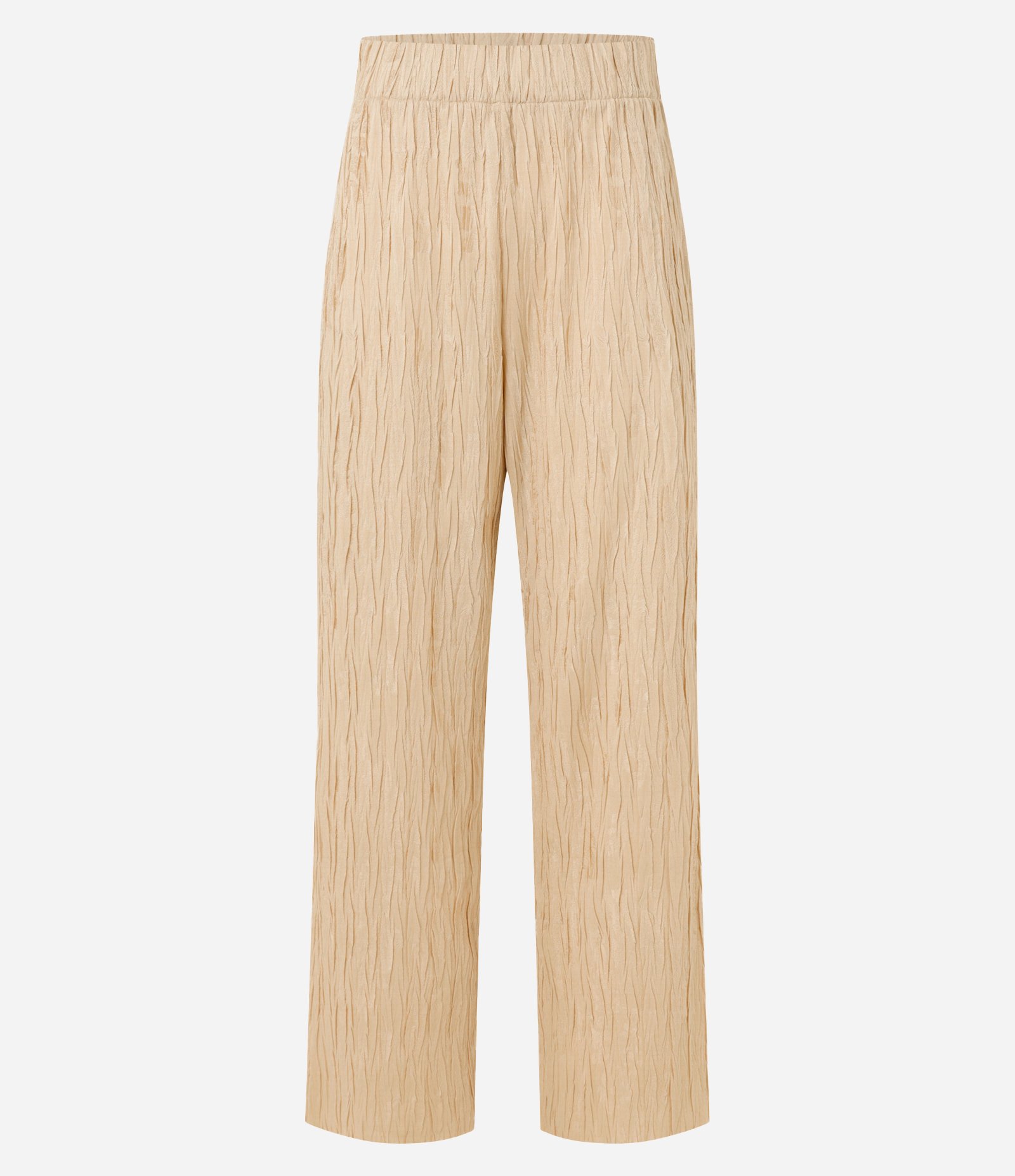 Calça Reta Cintura Alta com Textura Jacquard Bege 6