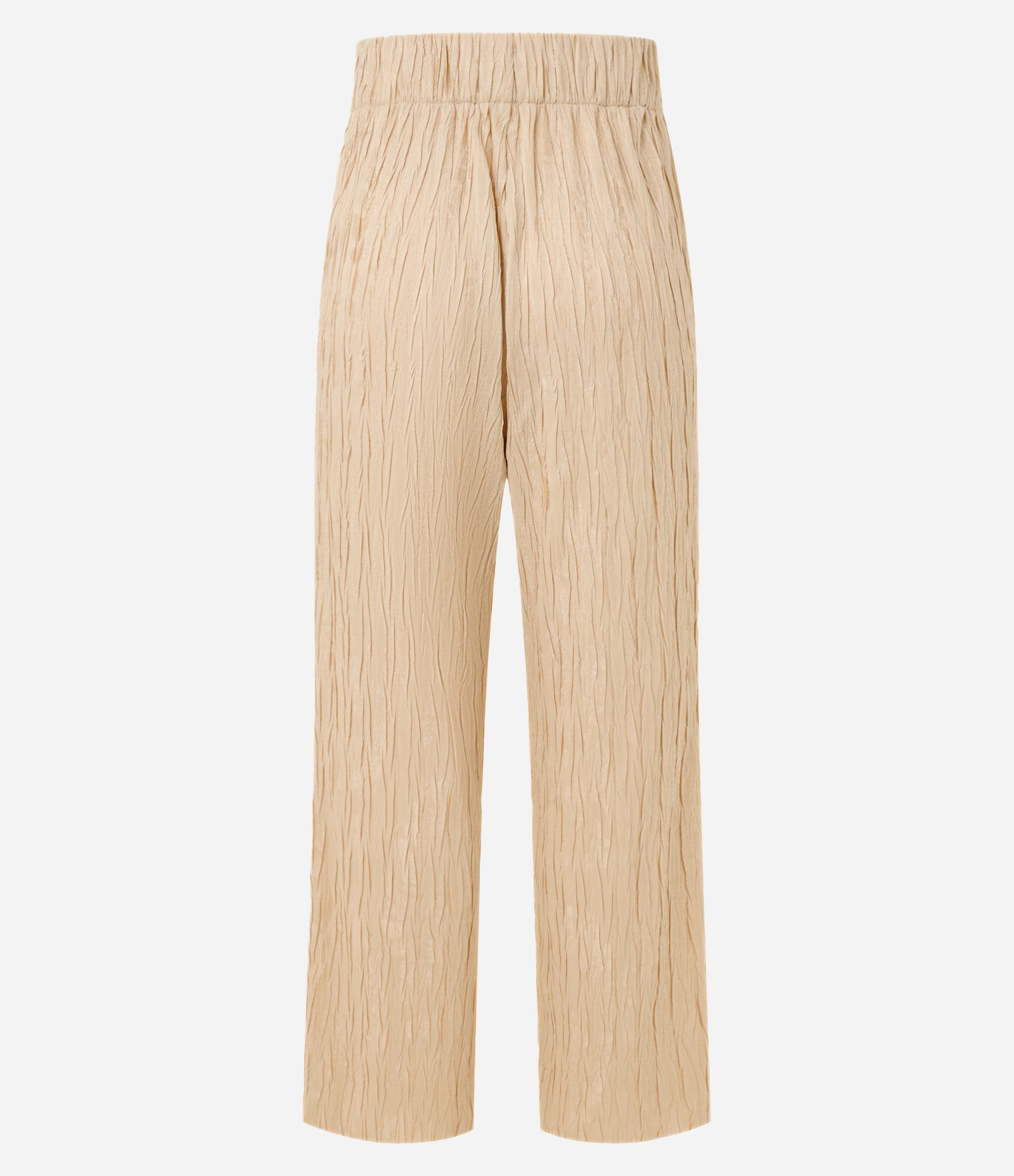 Calça Reta Cintura Alta com Textura Jacquard Bege 7