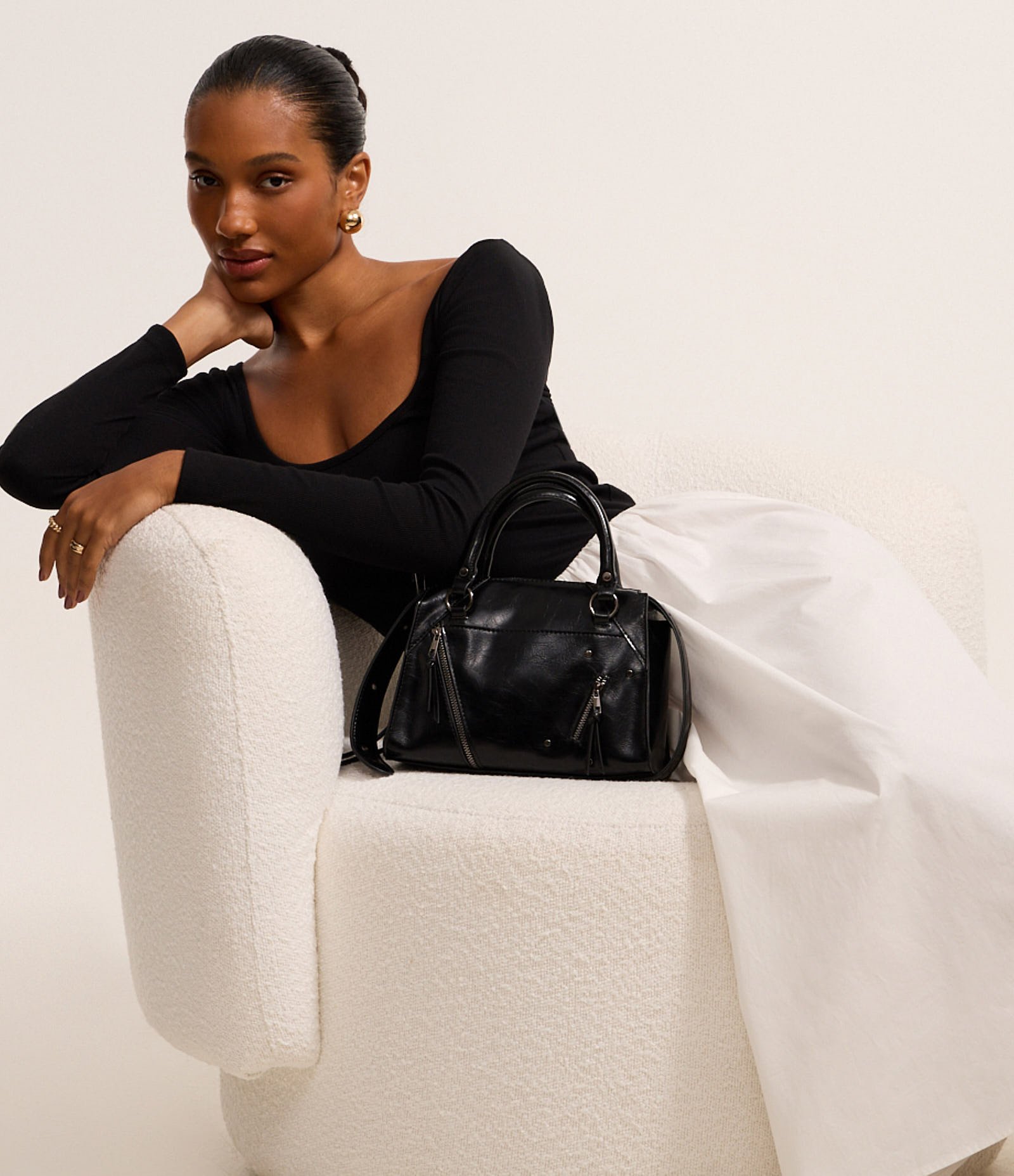 Vestido Hi-Lo Long Midi em Ribana e Tricoline Preto 6