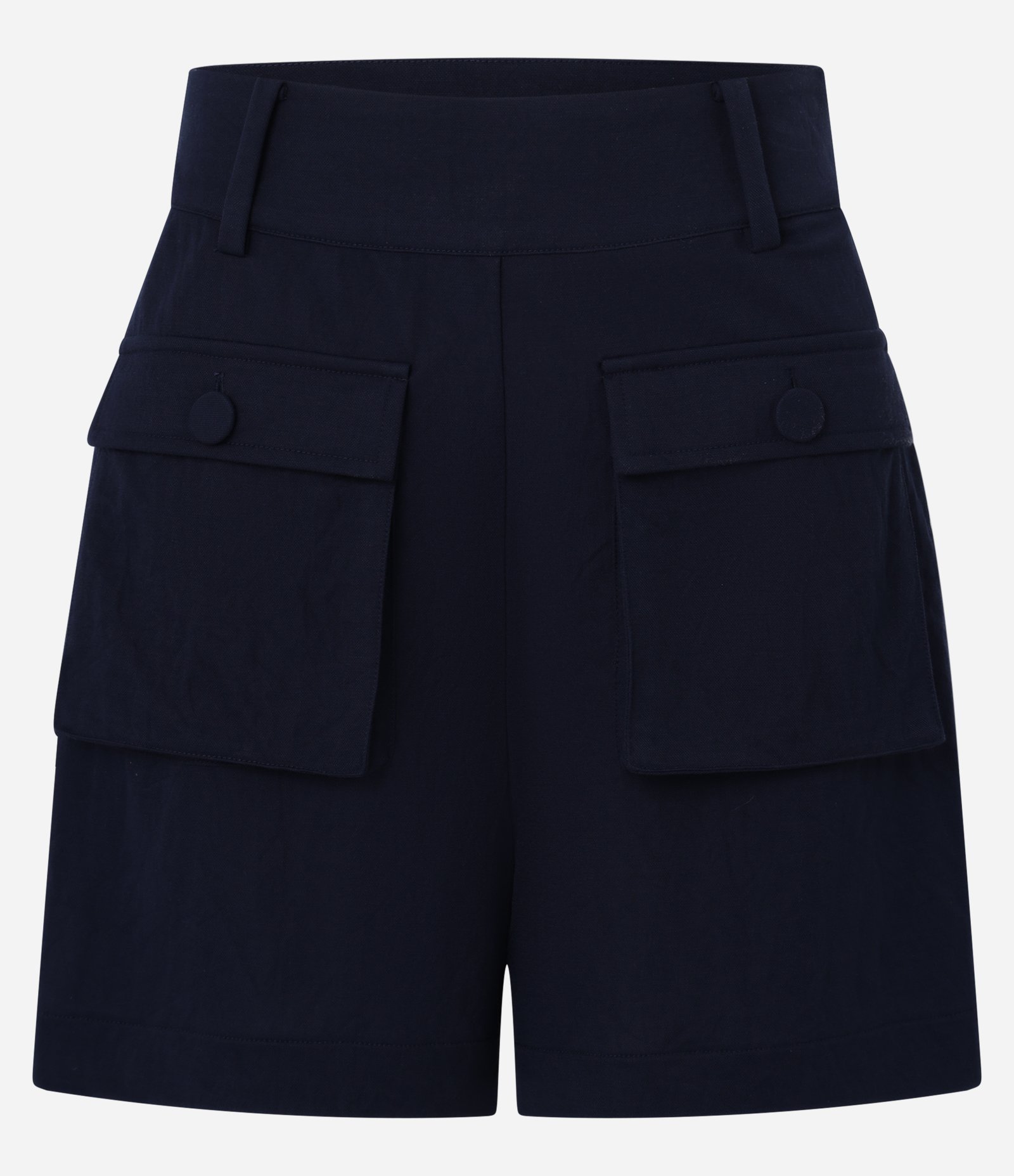 Short Reto Cintura Alta em Piquet com Bolsos Cargo Azul Marinho 5