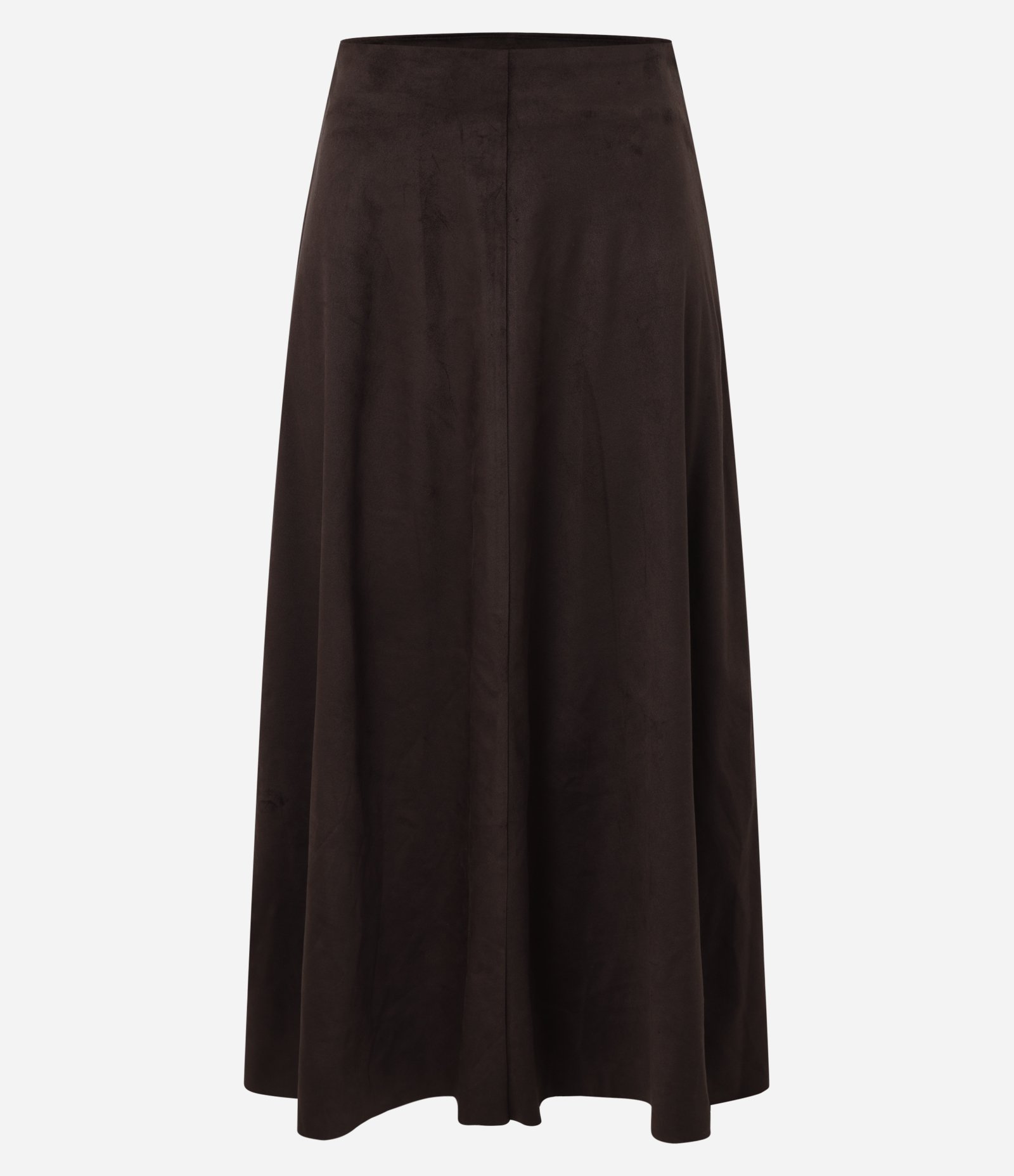 Saia Evasê New Midi em Suede com Recortes e Cintura Alta Marrom 5