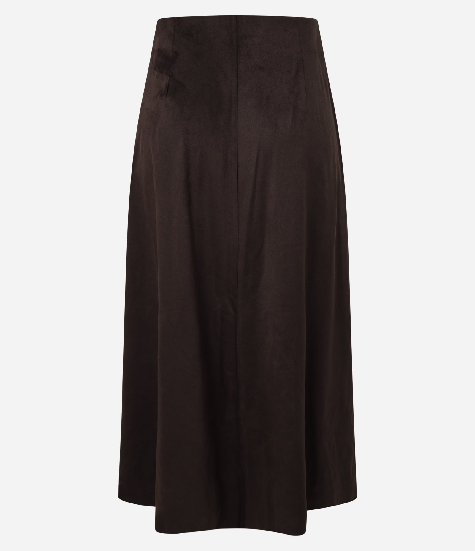 Saia Evasê New Midi em Suede com Recortes e Cintura Alta Marrom 7