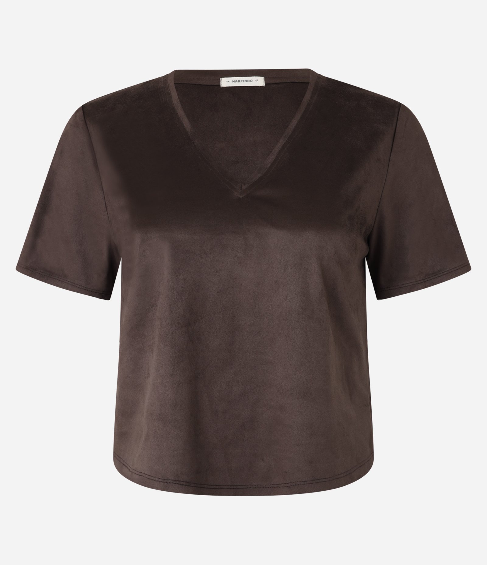 Blusa em Suede com Decote V Marrom 1
