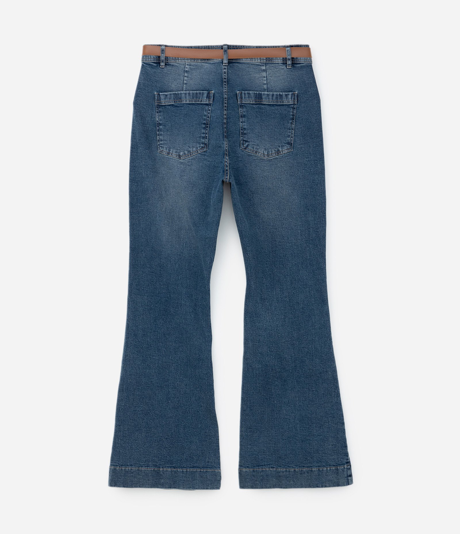Calça Flare em Jeans com Elastano e Cinto Curve & Plus Size Azul 6