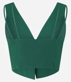 Blusa Alfaiatada Estilo Colete em Crepe com Alças Finas nas Costas