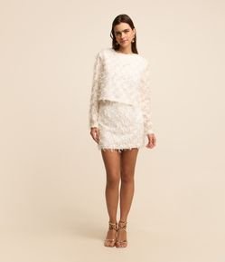 Saia Curta em Devorê com Franjinhas