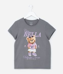 Camiseta Infantil com Estampa Ursinha Fashion - Tam  5 a 14 Anos