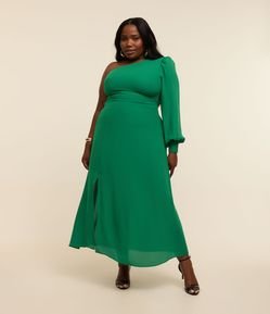 Vestido Ombro Só em Crepe com Fenda Curve & Plus Size