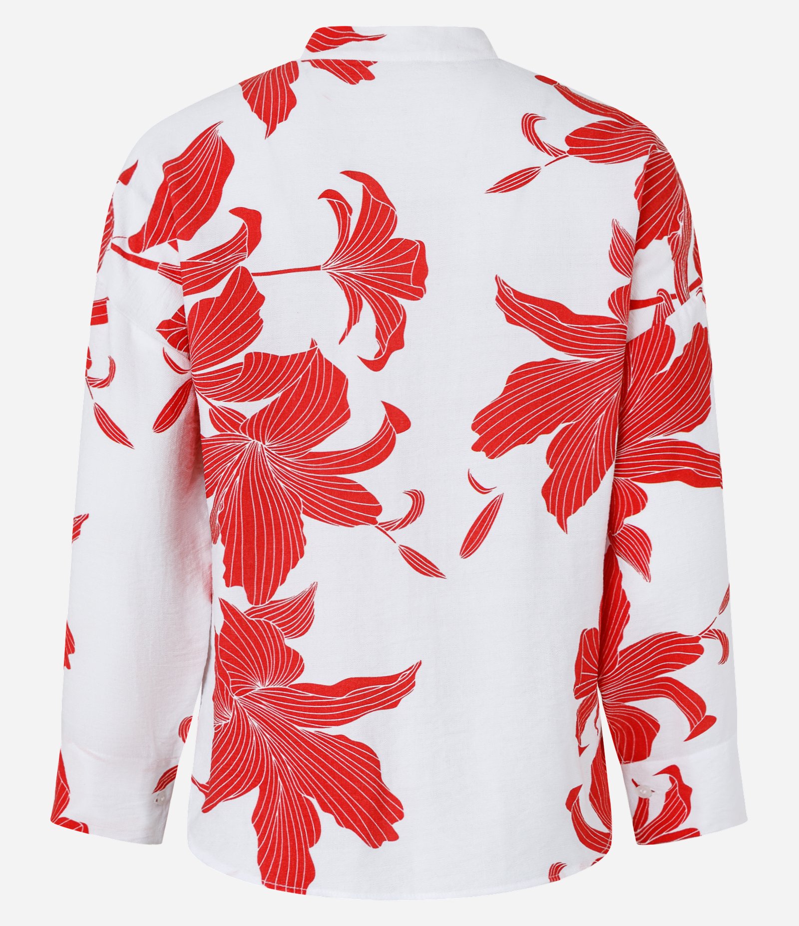 Camisa em Crepe com Estampa Floral Branco/Vermelho 5