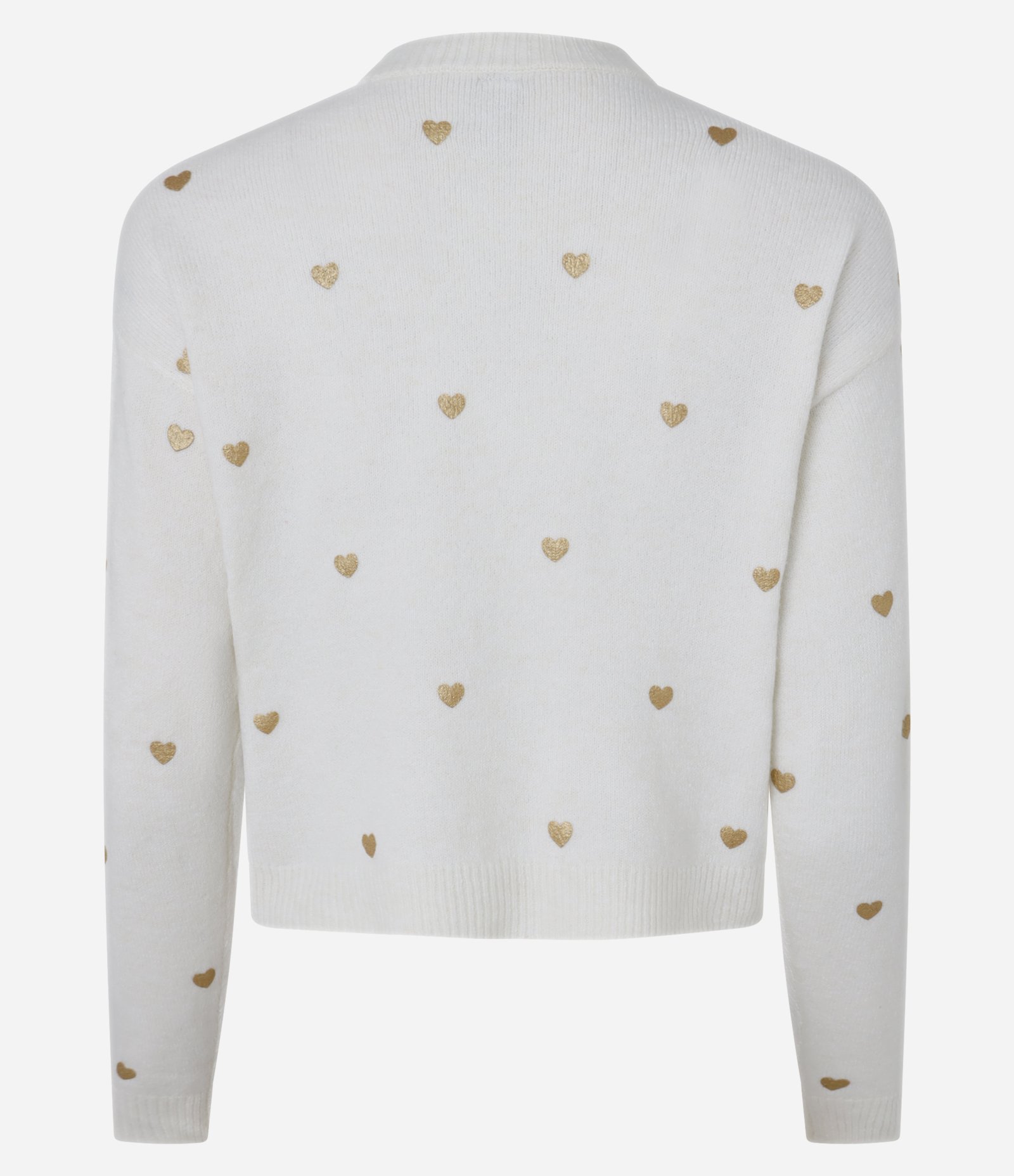 Suéter em Tricô com Cava Deslocada e Estampa Corações Off White 6