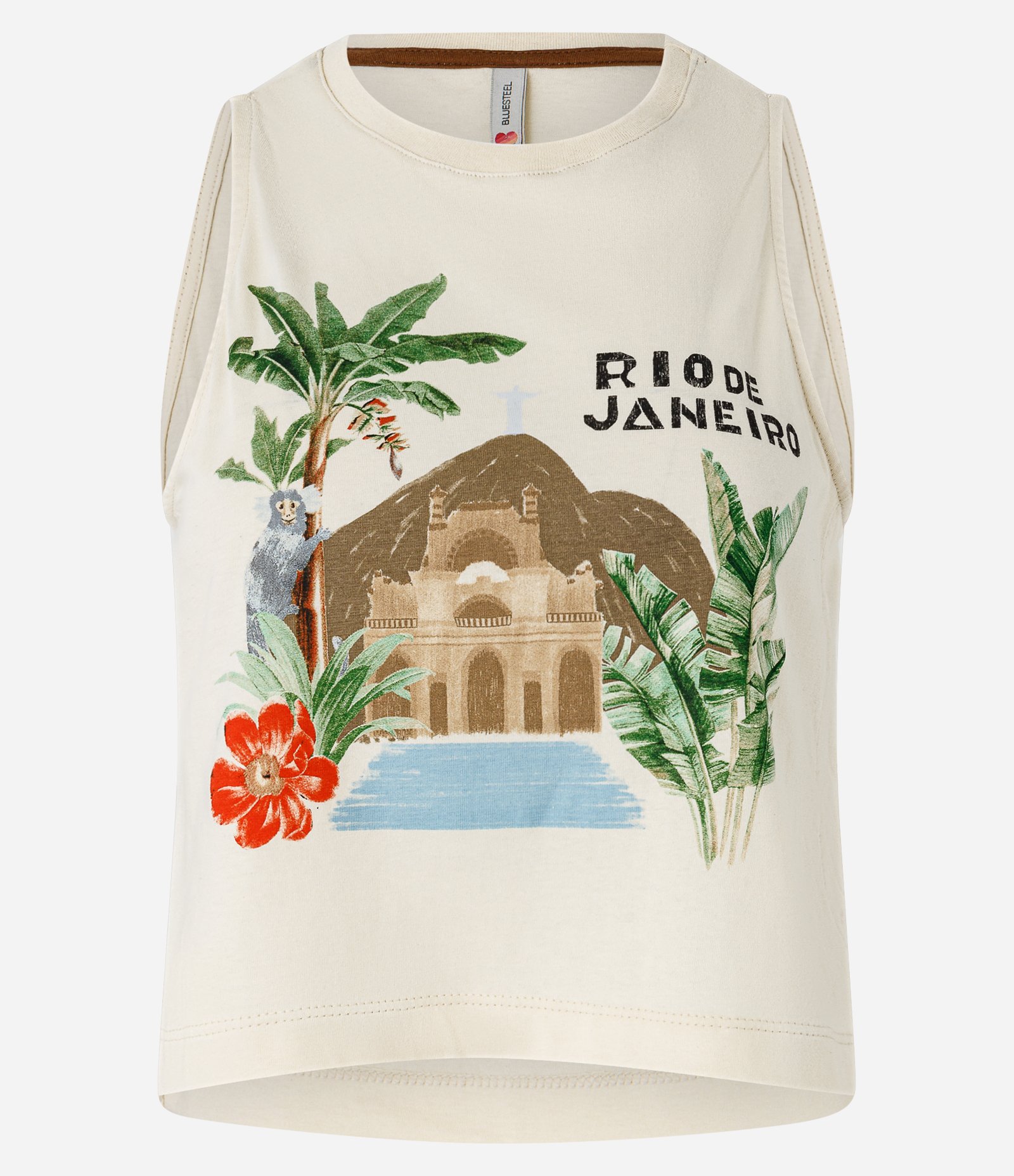 Blusa Regata Baby Tee com Estampa Rio de Janeiro Bege 4