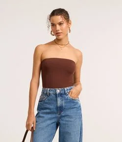 Body Microfibra com Decote Tomara que Caia