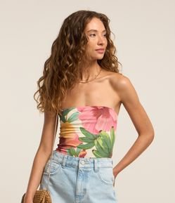 Body em Microfibra com Estampa Floral